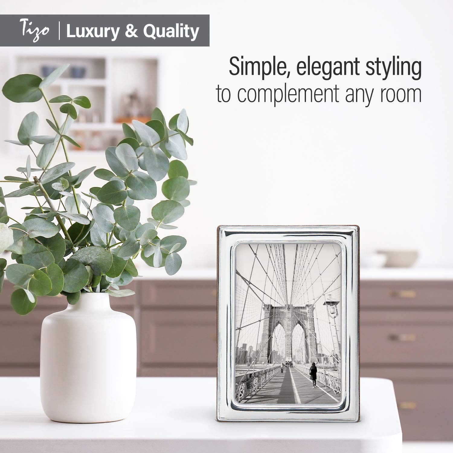 Siena 8x10 Classic Plain Silver Picture Frame - Premium 925 Sterling Silver Photo Frame for Wall Display, Tabletop Decor, Wedding Photos & Gift Giving