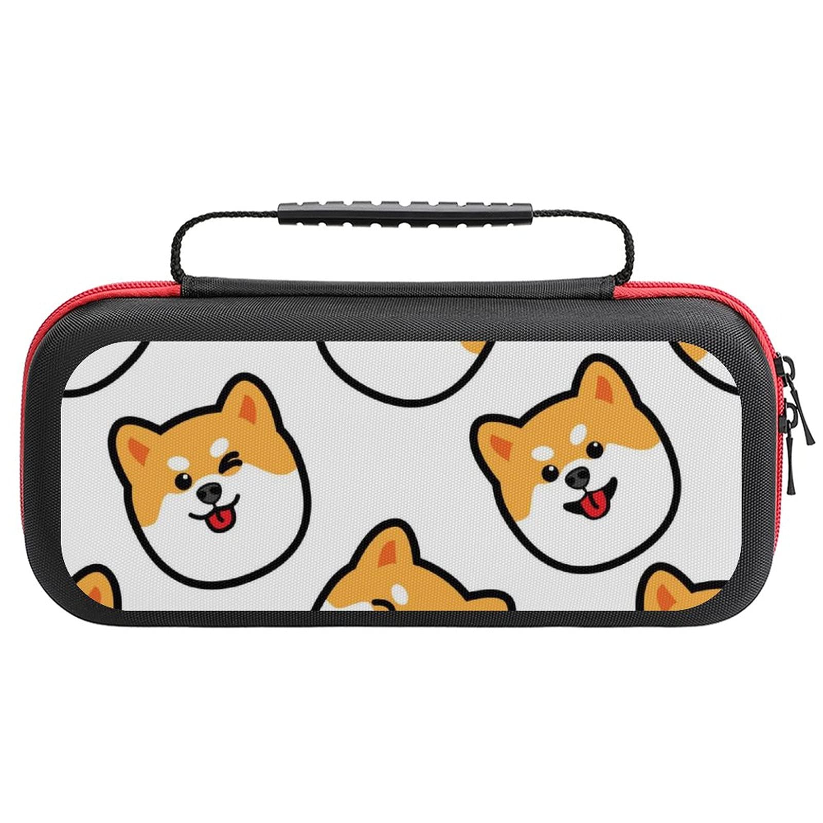 Shiba Inu Face Printed Carrying Case for Nintendo Switch Lite - Travel Storage Bag with Accessories Pouch | Portable Protective Cover for Gaming On The Go