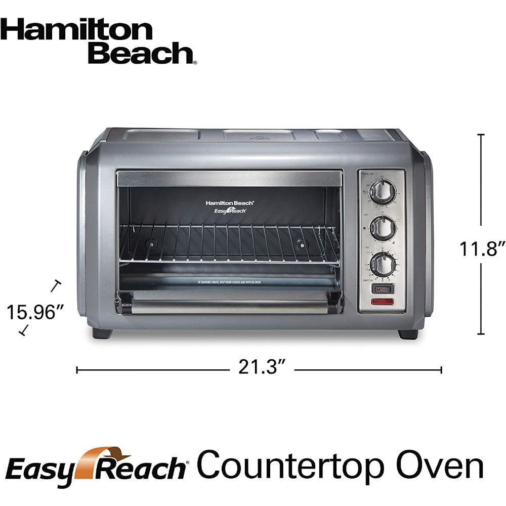 Hamilton Beach Easy Reach Convection Countertop Oven 31434 - 6-Slice Toaster Oven with Convection Bake, Broil & Toast Functions - Perfect for Small Kitchens, Dorms & Apartments