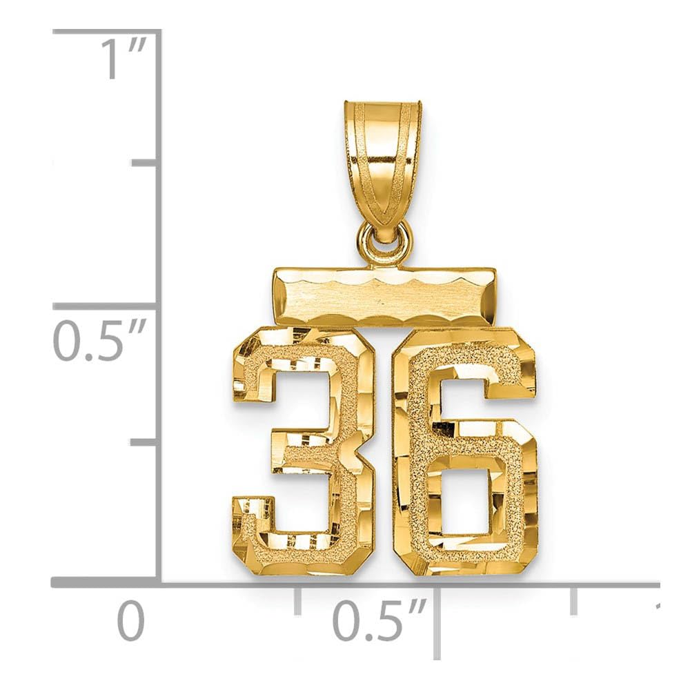 The Black Bow 14k Yellow Gold Varsity Collection Small D/C Pendant Number 36 - Perfect for Graduation Gifts and Everyday Elegance