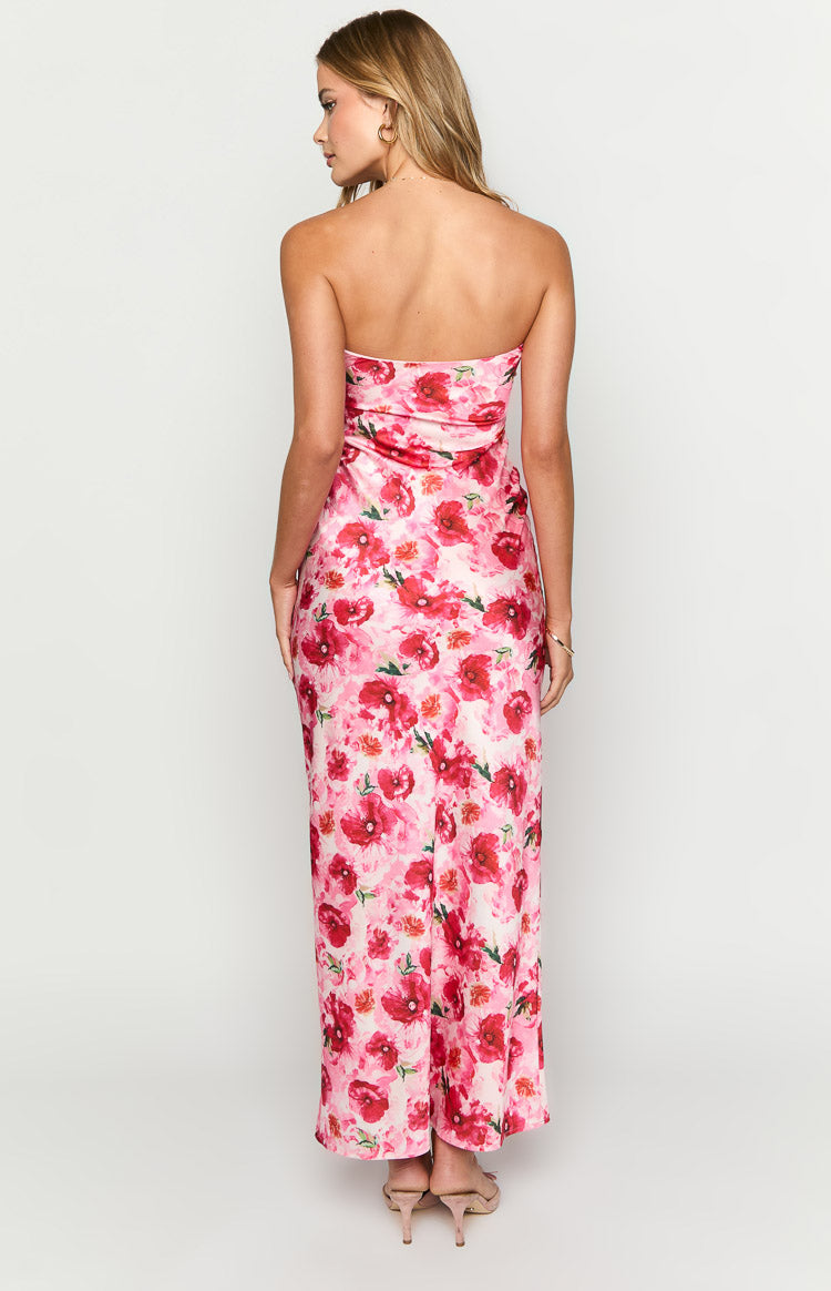 Elegant Ashley Pink Floral Maxi Dress for Women - Formal Evening Gown for Weddings, Parties & Special Occasions