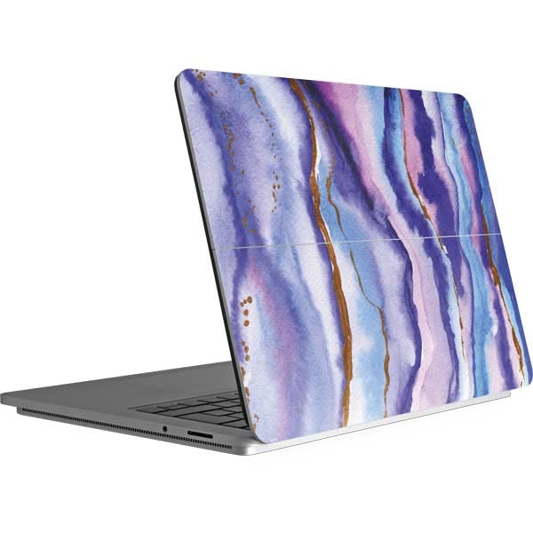 Premium Laptop Skin Decal for Microsoft Surface Laptop Studio - Blue Violet Watercolor Geode Design | Protective Vinyl Sticker | Perfect for Office, School & Travel Use