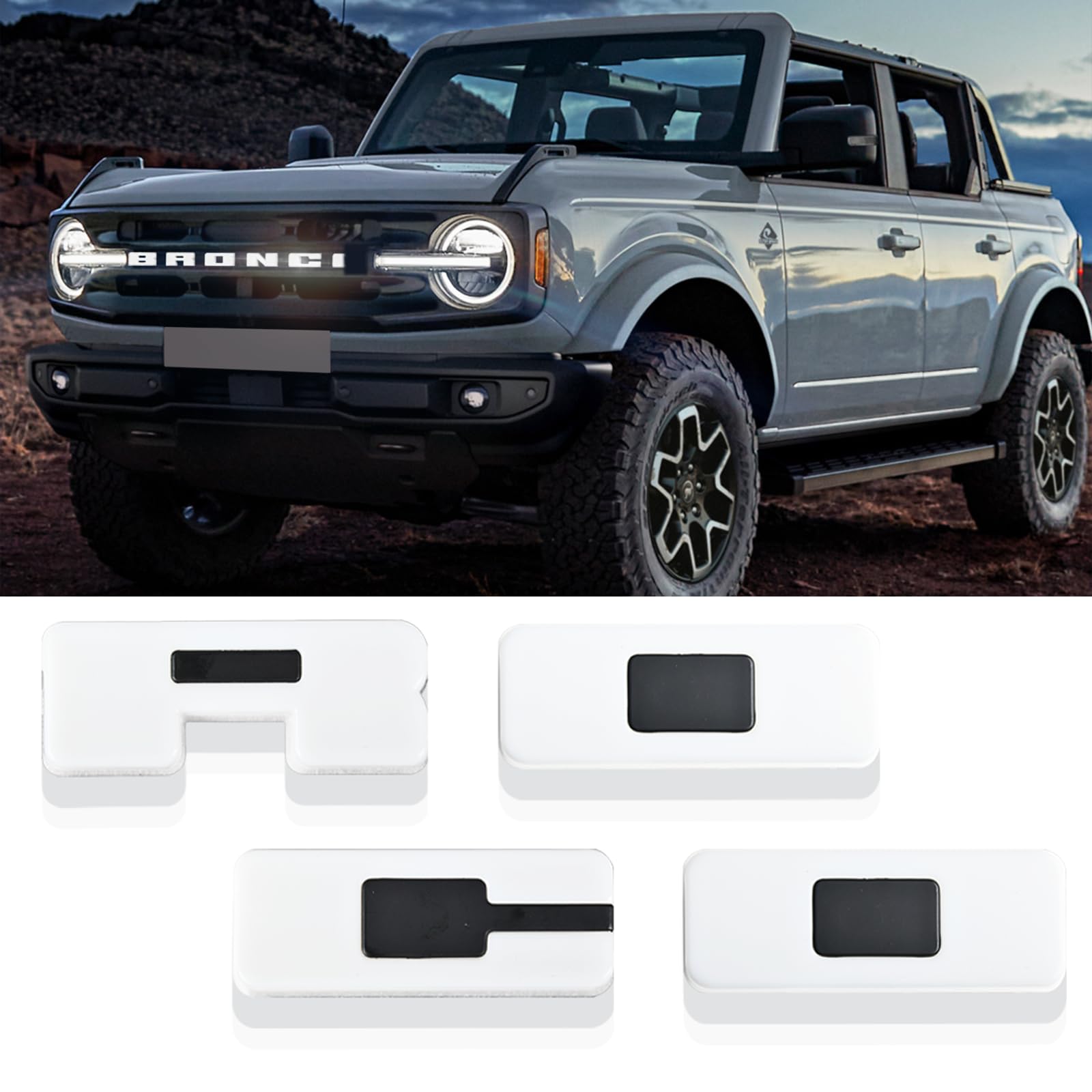 BLUECHARM White LED Letters Lights Emblem Compatible for Ford Bronco 2021 2022 2023 - Front Grille Lighting Accessories for Off-Road & Night Driving