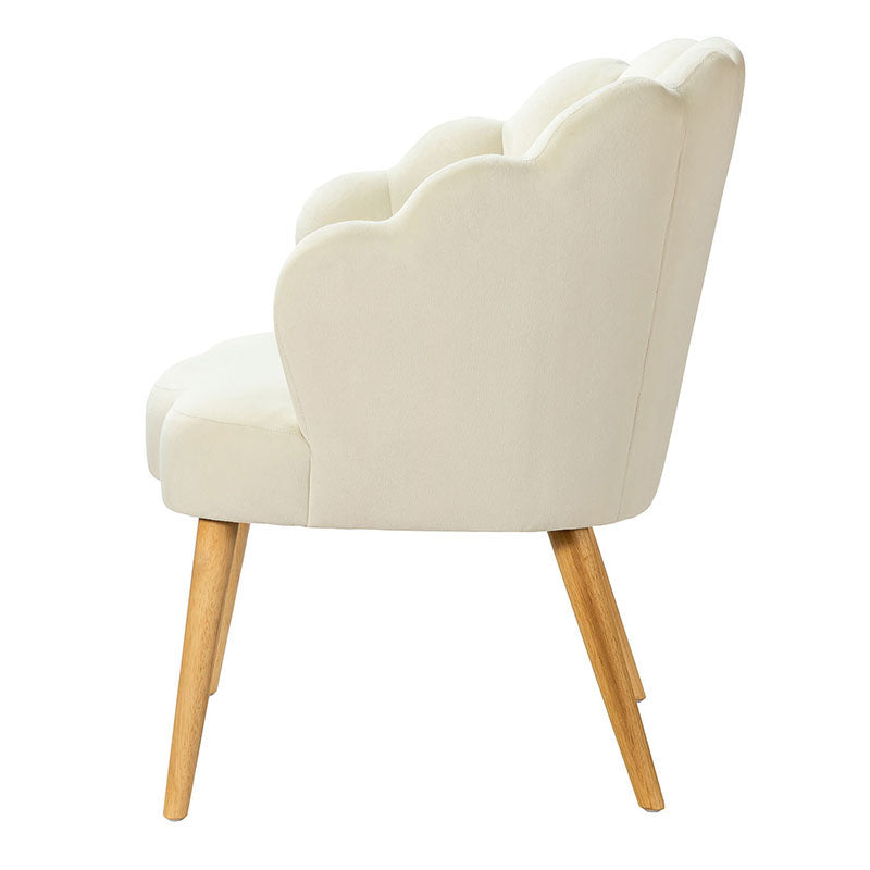 Ariel Scalloped Velvet Armchair - Luxurious Velvet Upholstered Accent Chair for Living Room, Bedroom & Office - Elegant Home Decor Furniture for Comfortable Seating