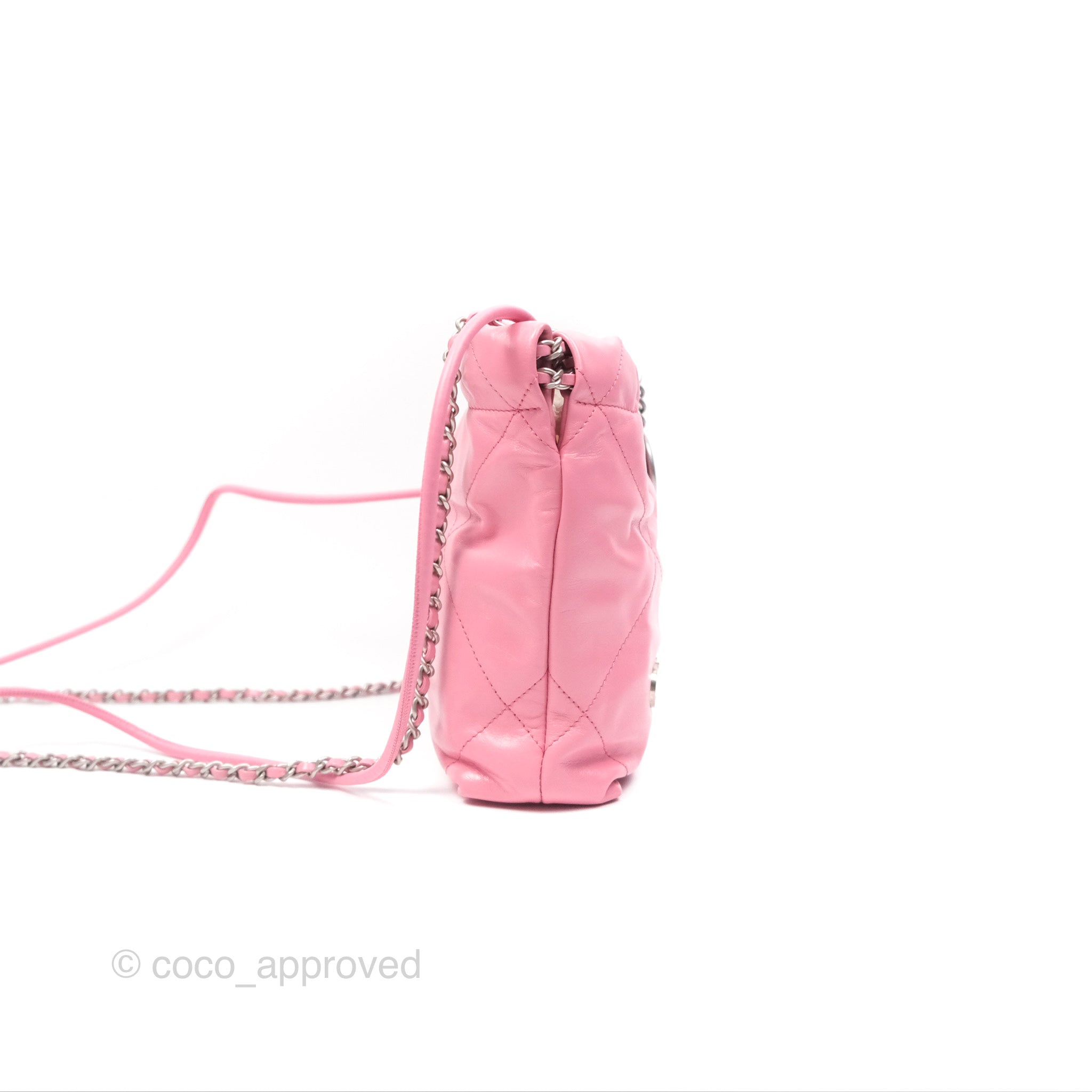 Chanel 22 Mini Bag in Pink Crumpled Calfskin with Aged Silver Hardware - Luxury Crossbody Purse for Women, Perfect for Date Night & Evening Events