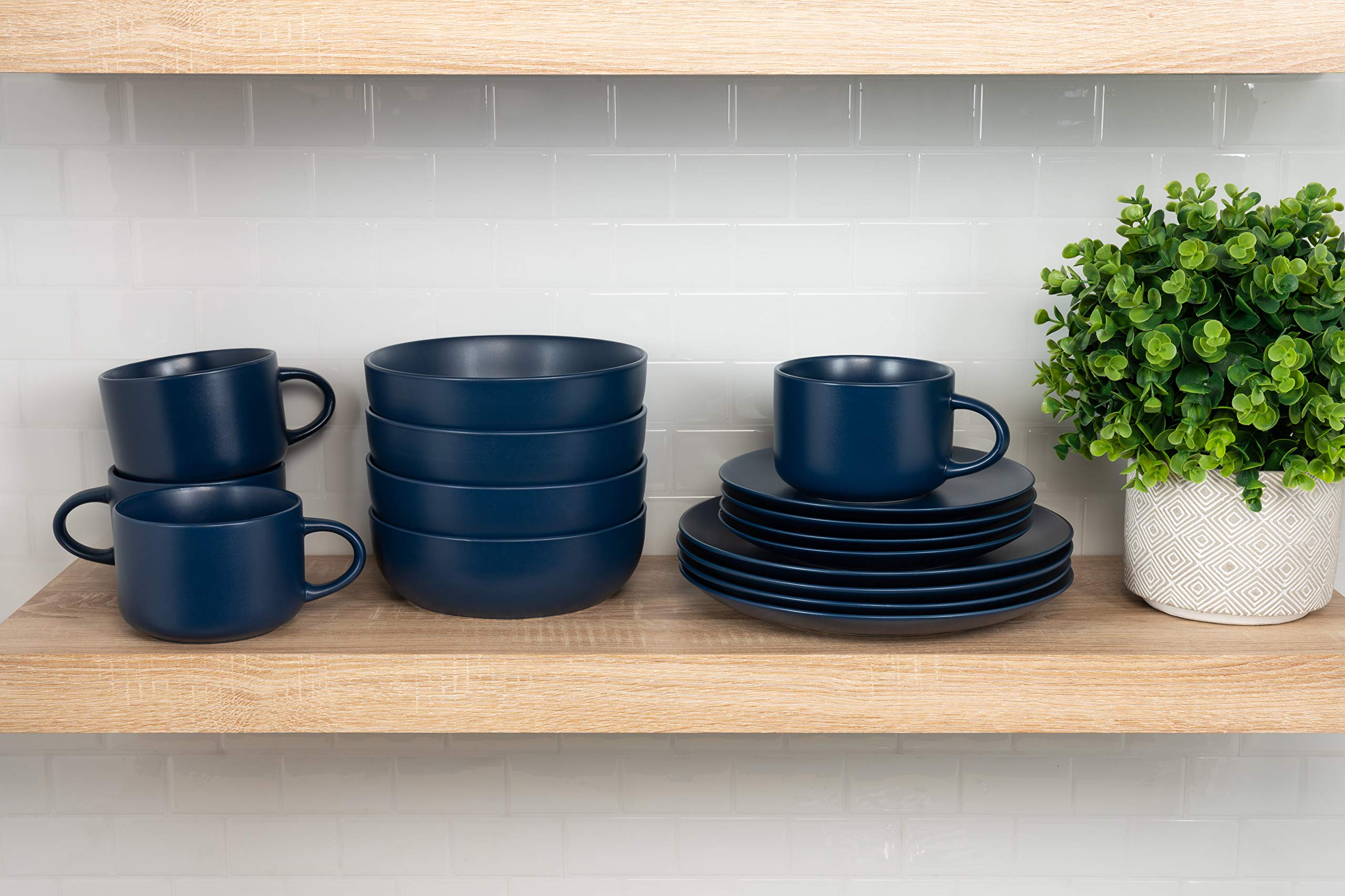 10-Piece Strawberry Street Wazee Matte Coupe Dinnerware Set - Midnight Blue Modern Dinner Plates, Salad Plates & Bowls - Perfect for Casual Dining, Entertaining & Everyday Use