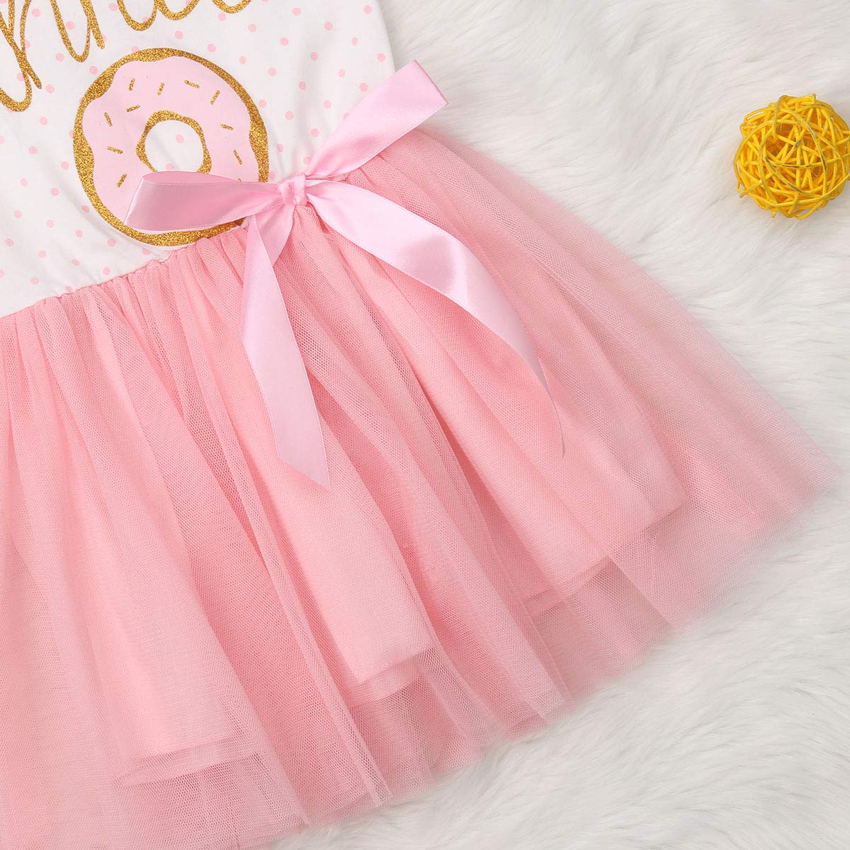 Newborn Baby Girls Pink Striped Tutu Dress & Headband 2Pcs Set - First Birthday Outfit, Casual Donut Print Skirt & Headband for Photoshoot, Party & Special Occasions