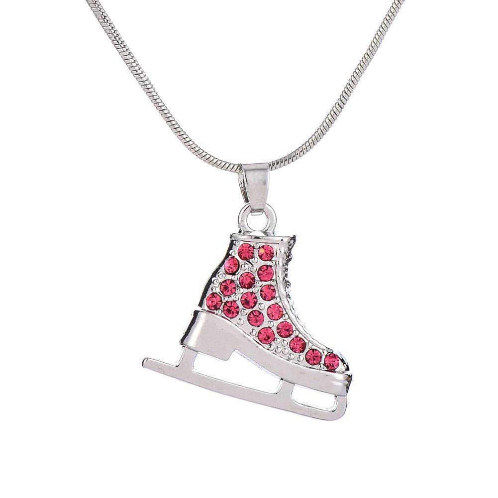 DERTEIO 3D Ice Skate Necklace for Women - Colorful Rhinestone Crystal Enamel Charm Pendant Jewelry Gift for Girls & Teens - Elegant White Skating Shoe Design - Perfect for Christmas, Birthday & Ice Skating Enthusiasts