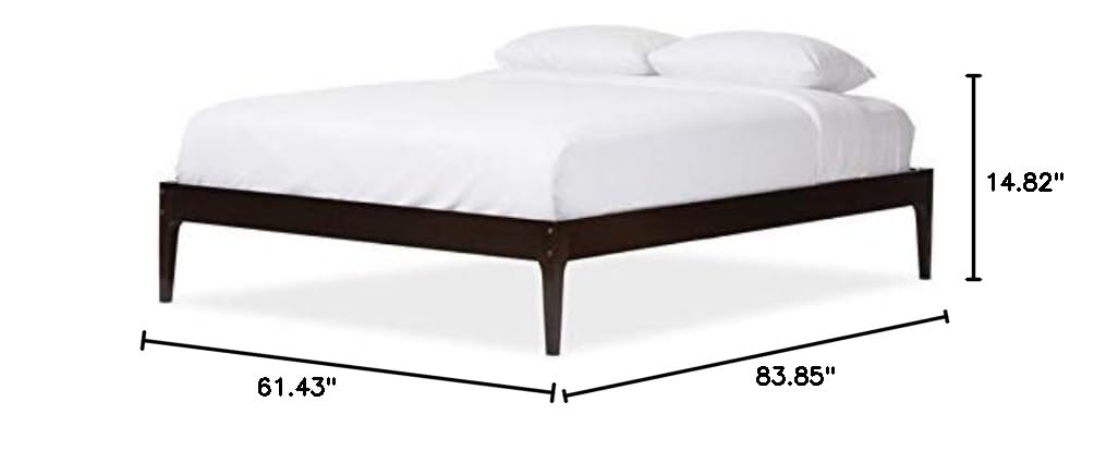 Allora Queen Size Bed Frame in Cappuccino Finish - Modern Platform Bed with Wooden Slats for Support, Perfect for Master Bedroom or Guest Room