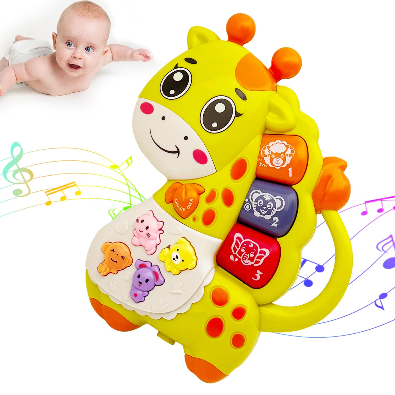 Light Up Musical Baby Piano Toy for Toddlers 18+ Months - Early Learning Educational Keyboard for Infant Boys & Girls - Perfect Gift for Birthdays & Playtime (Giraffe Design)