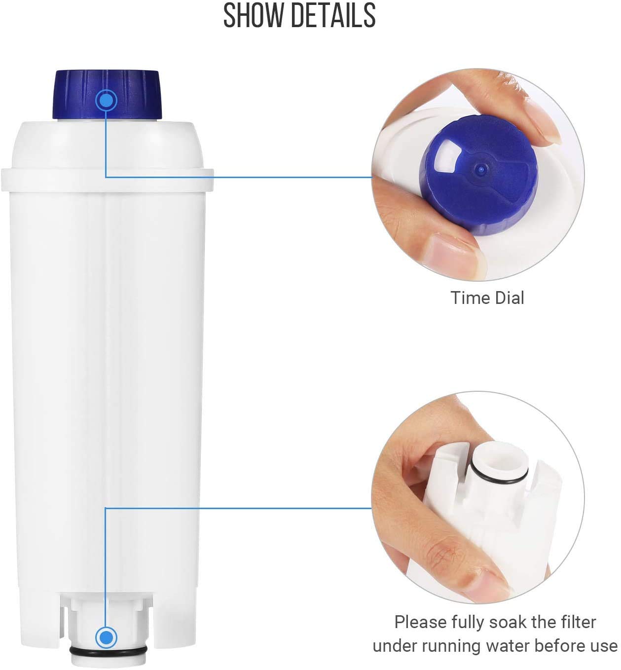 DeLonghi DLSC002 Coffee Water Filter Replacement (4-Pack) - Compatible with ECAM, ESAM, ETAM, BCO & EC Series Coffee Machines | Perfect for Home, Office & Commercial Use
