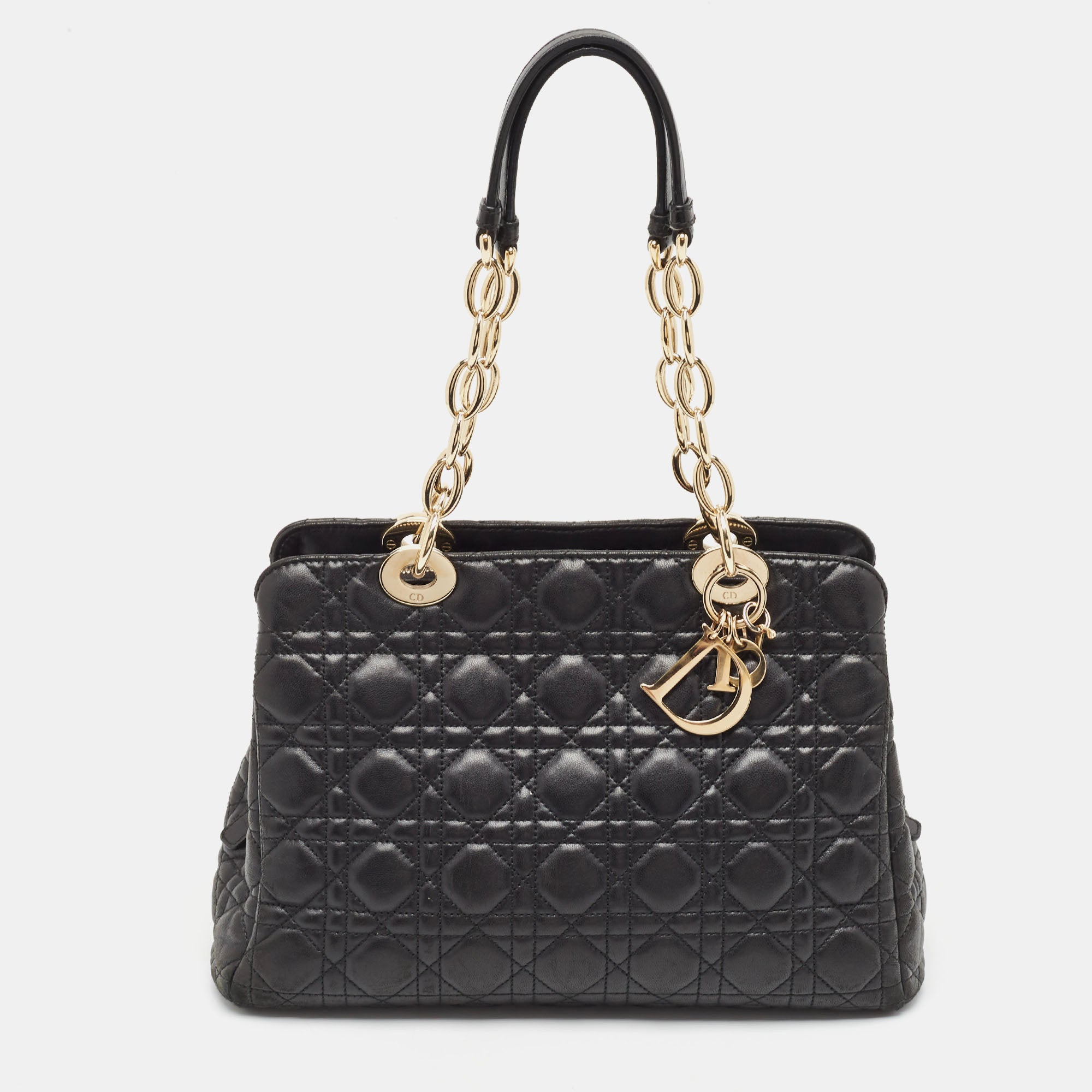 Elegant Black Cannage Leather Soft Lady Satchel Handbag for Women - Perfect for Work, Travel, and Everyday Use