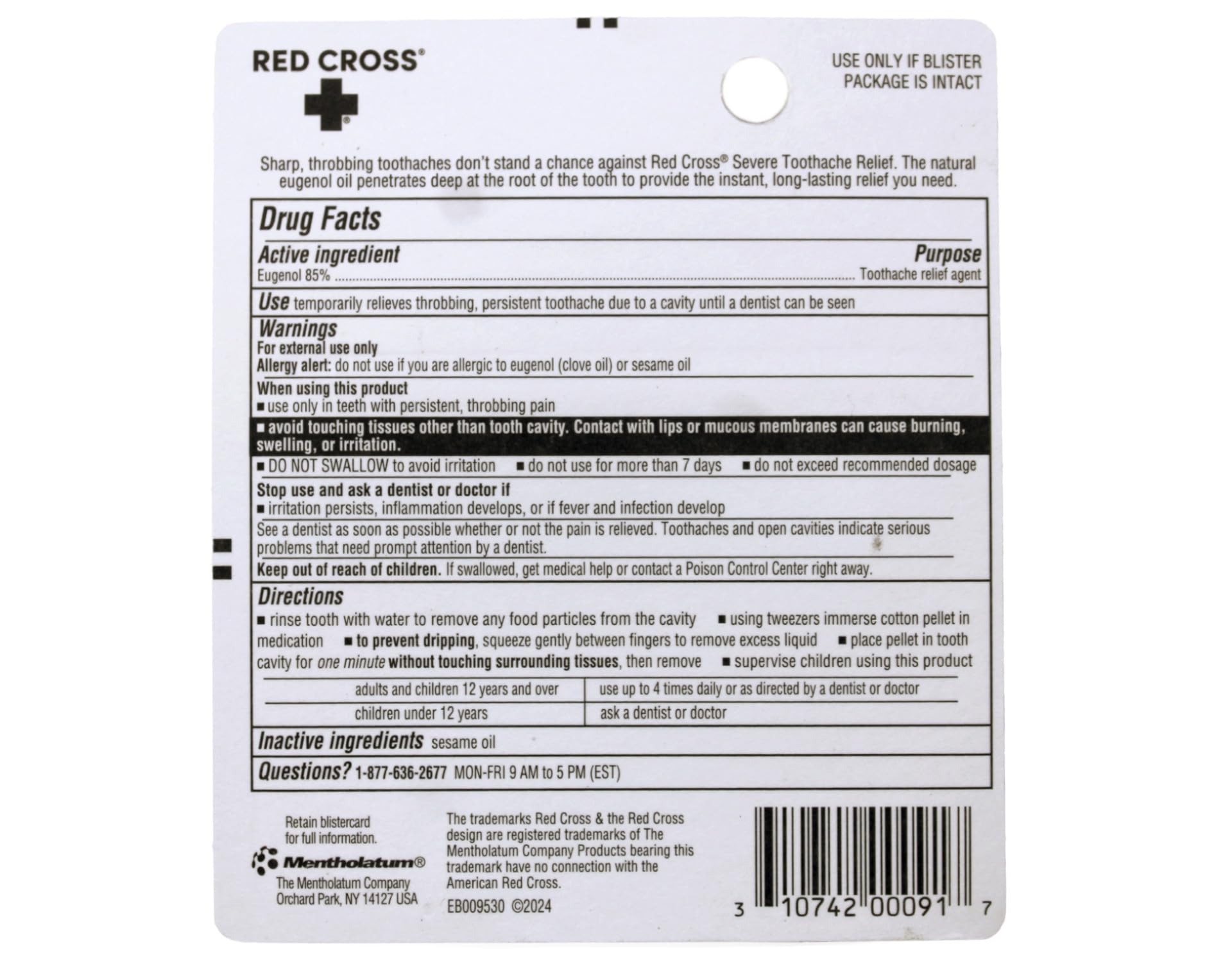 Red Cross Toothache Medication - Fast Pain Relief for Adults & Kids - Pack of 18 - Perfect for Home, Travel & Emergency Dental Care