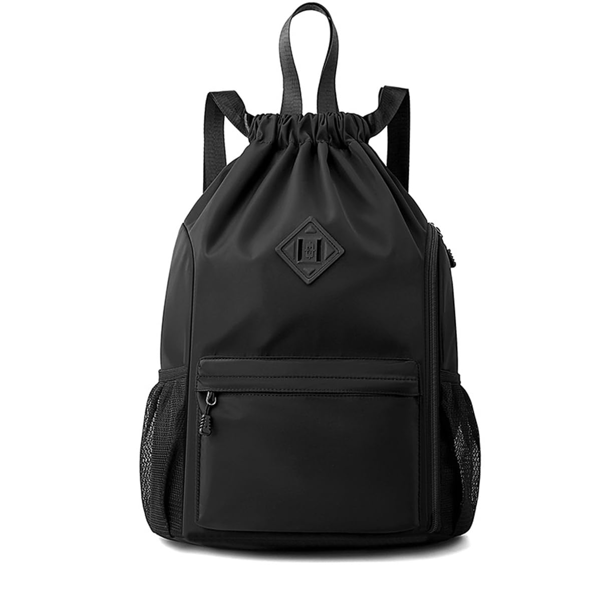 Valleycomfy Waterproof Gym Backpack for Men & Women - Lightweight Sports Bag with Drawstring & Side Pocket - Perfect for Workout, Travel & Outdoor Activities (Black)