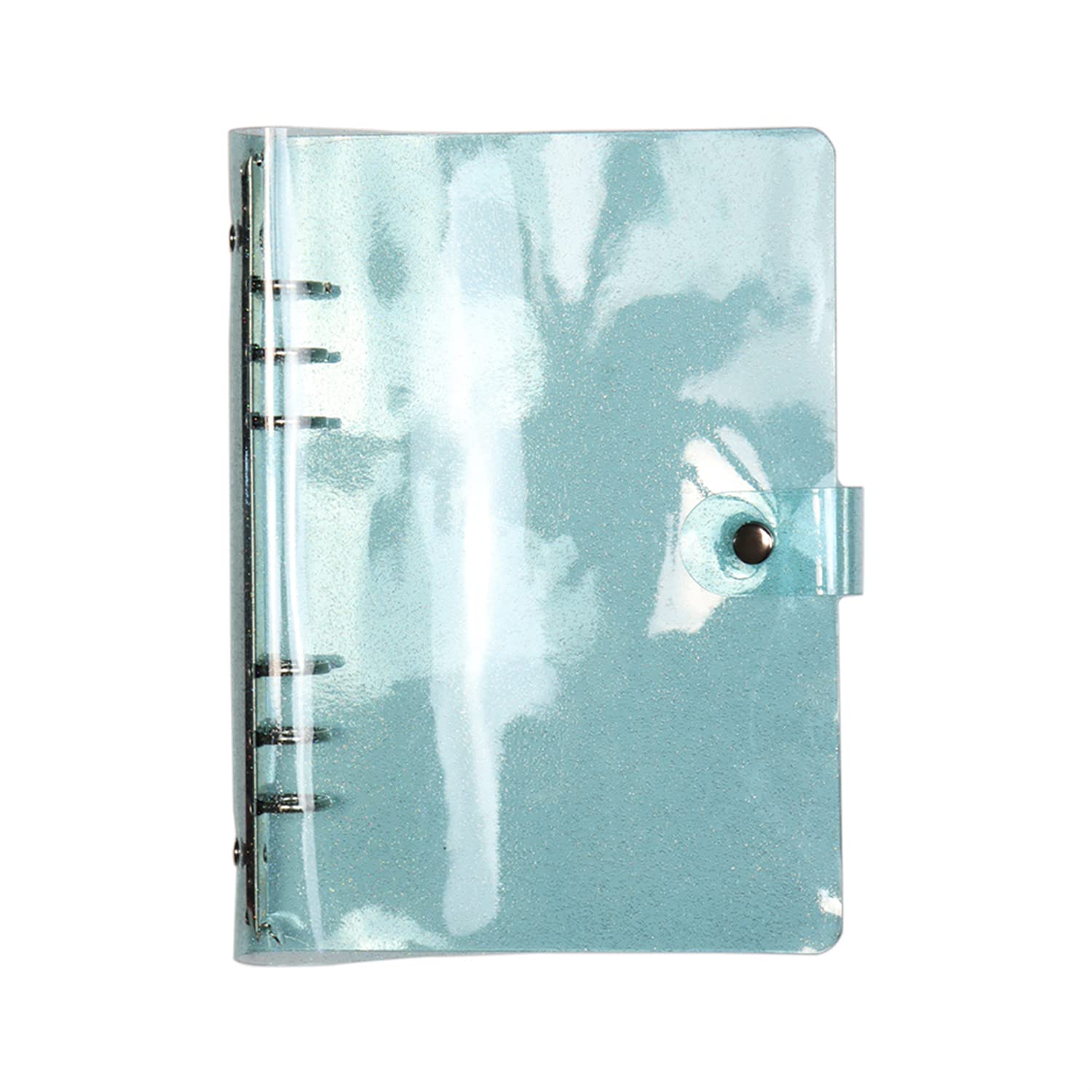 A5 Blue Glitter PVC Binder Cover - 6-Ring Round Ring Binder with Snap Button Closure, 20mm Diameter Rings, Shiny Dots Decor for Loose Leaf Journal, DIY Scrapbook, School Supplies & Office Organization (170x235mm) - Perfect for Students, Teachers & Craft Enthusiasts