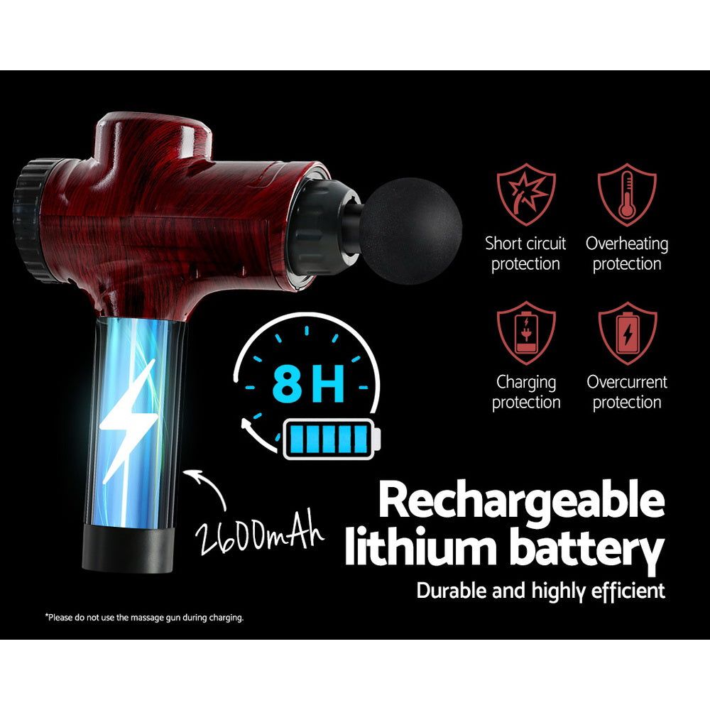 Everfit Deep Tissue Massage Gun - 6 Interchangeable Heads, LCD Display, Percussion Therapy for Muscle Pain Relief - Perfect for Athletes, Gym Recovery & Home Relaxation