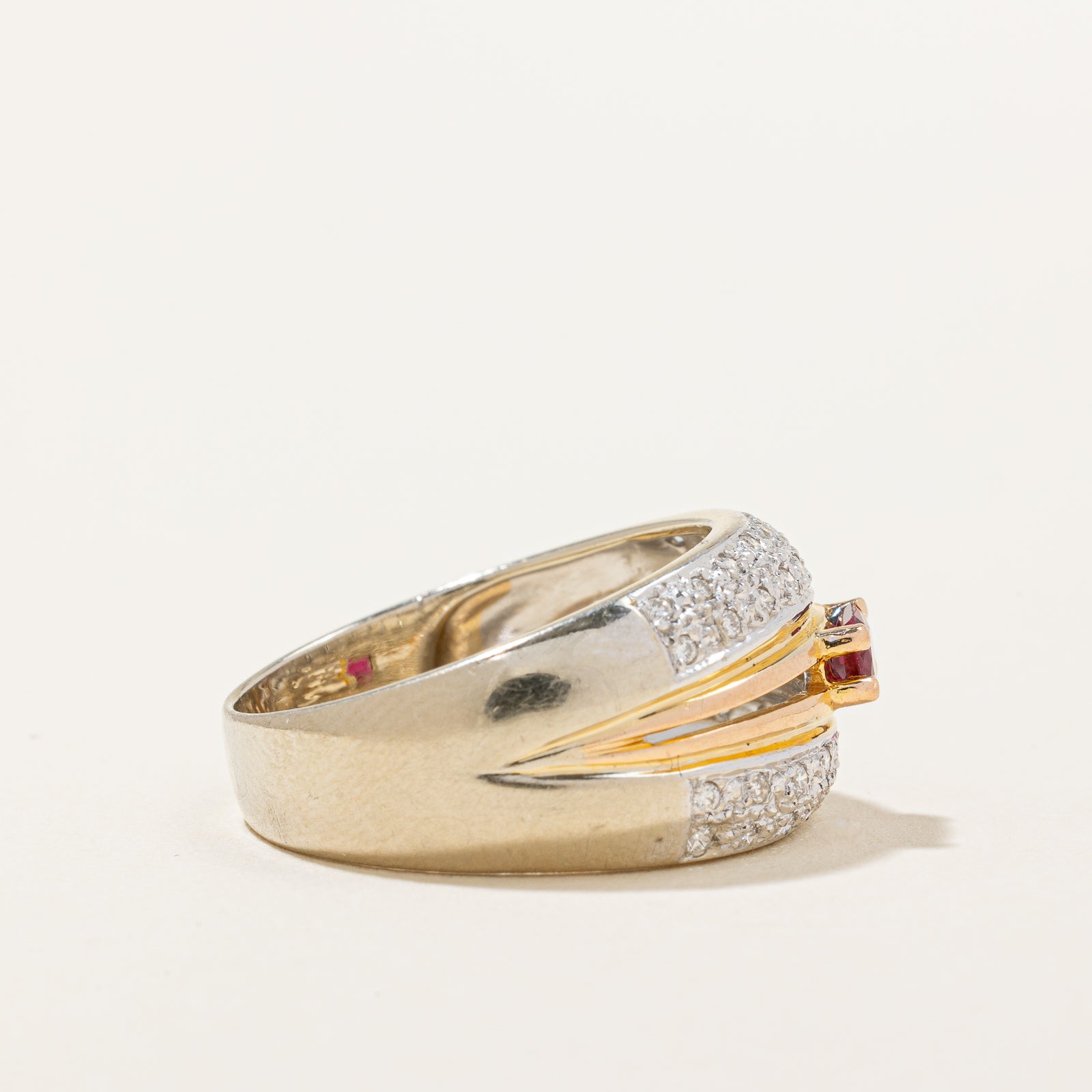 Exquisite 0.28ct Radiant Cut Ruby & Diamond 14K Two-Tone Gold Ring for Women | Size 7.5 | Perfect for Anniversary, Engagement & Special Occasion Gifts