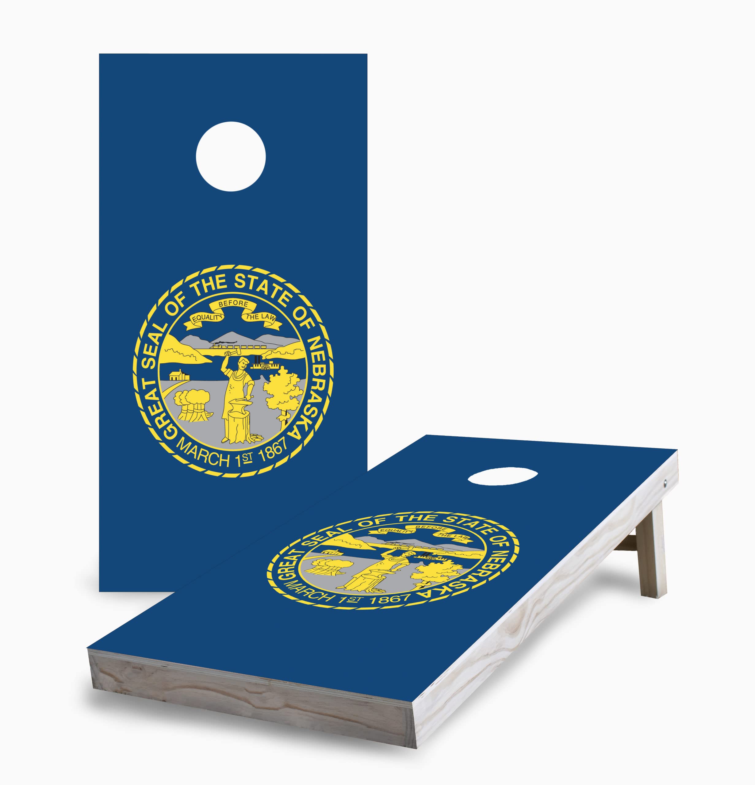 Nebraska State Flag Cornhole Game Set with 2 Boards & 8 Bags - Premium Outdoor Lawn Game for Backyard, Tailgating, and Parties - Skip's Garage Official