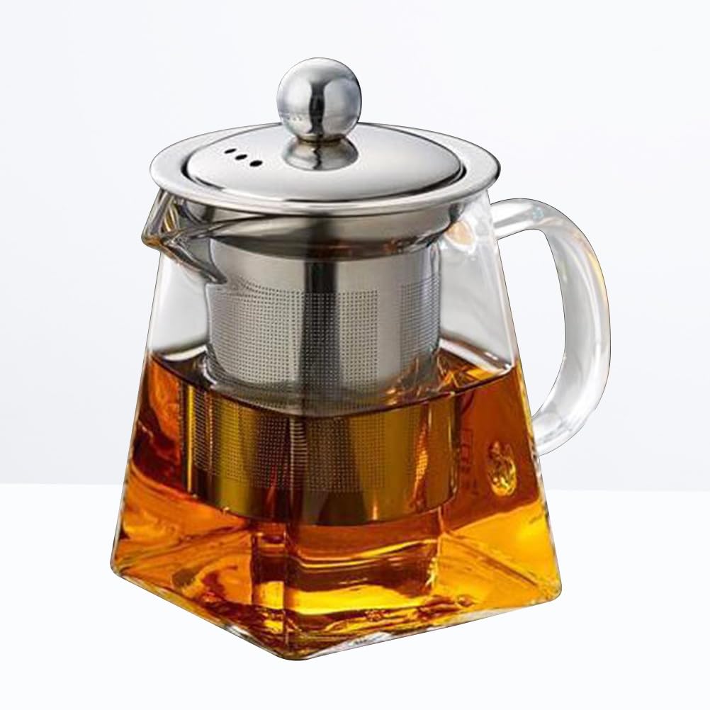 Premium Stainless Steel & Glass Teapot with Removable Infuser - 950ml Stovetop Safe Tea Kettle for Blooming & Loose Leaf Tea - Ideal for Home, Office & Outdoor Tea Brewing