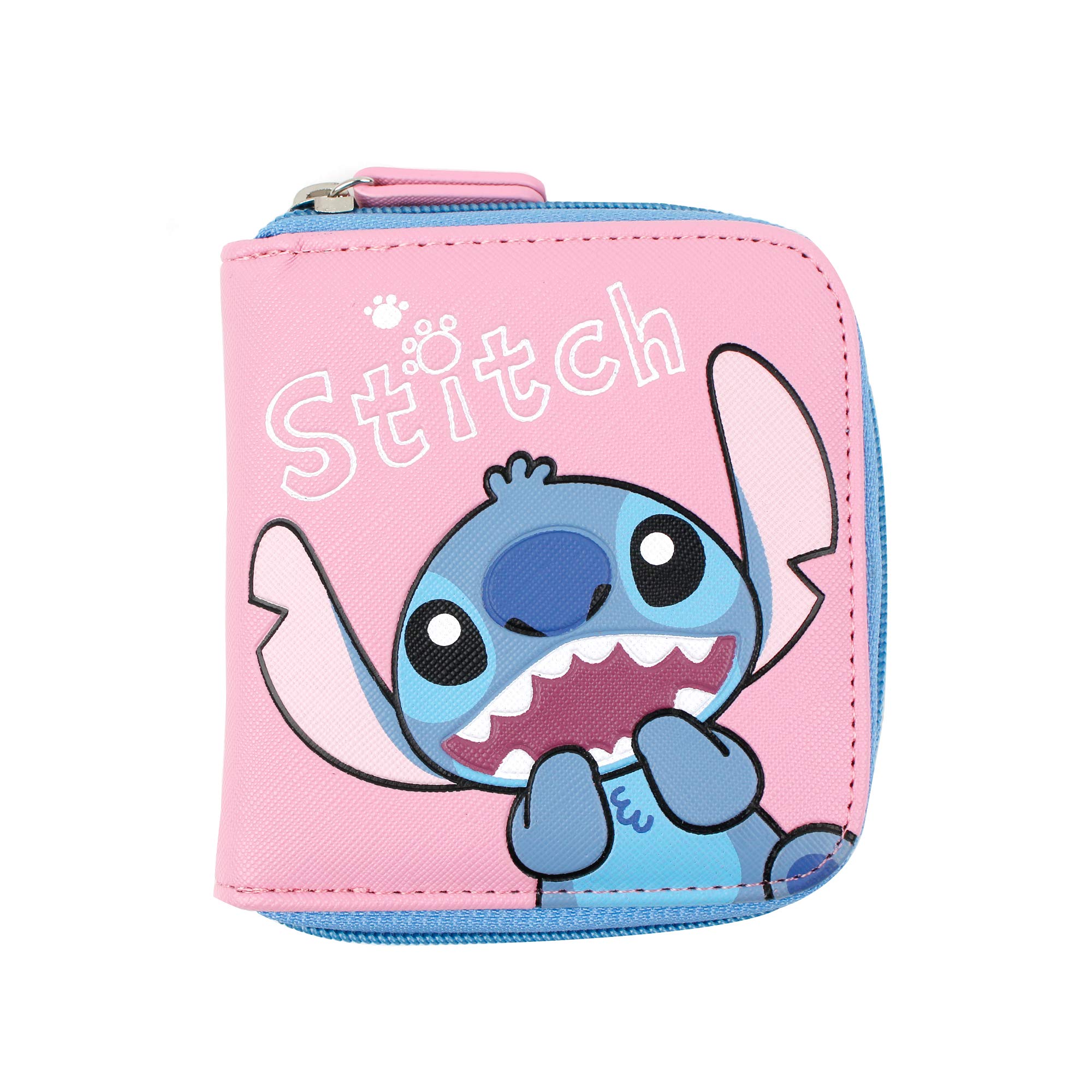WINGHOUSE X Stitch Zip-Around Bi-fold Wallet for Kids Girls Ages 5-10 - Cute Disney Stitch Money Organizer with Coin Purse - Perfect First Wallet for School, Birthday Gifts & Everyday Use