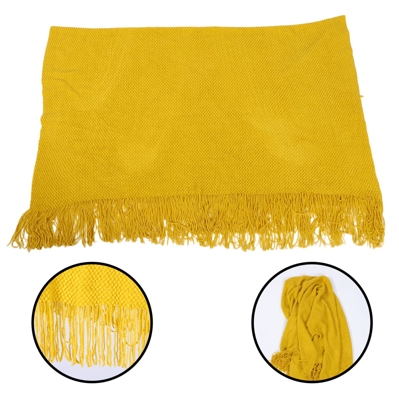 Unomor Knit Sofa Blanket with Tassels - Cozy Warm Throw Blanket for Couch, Chair & Bed - Perfect for Living Room Decor, Winter Snuggling and Home Comfort