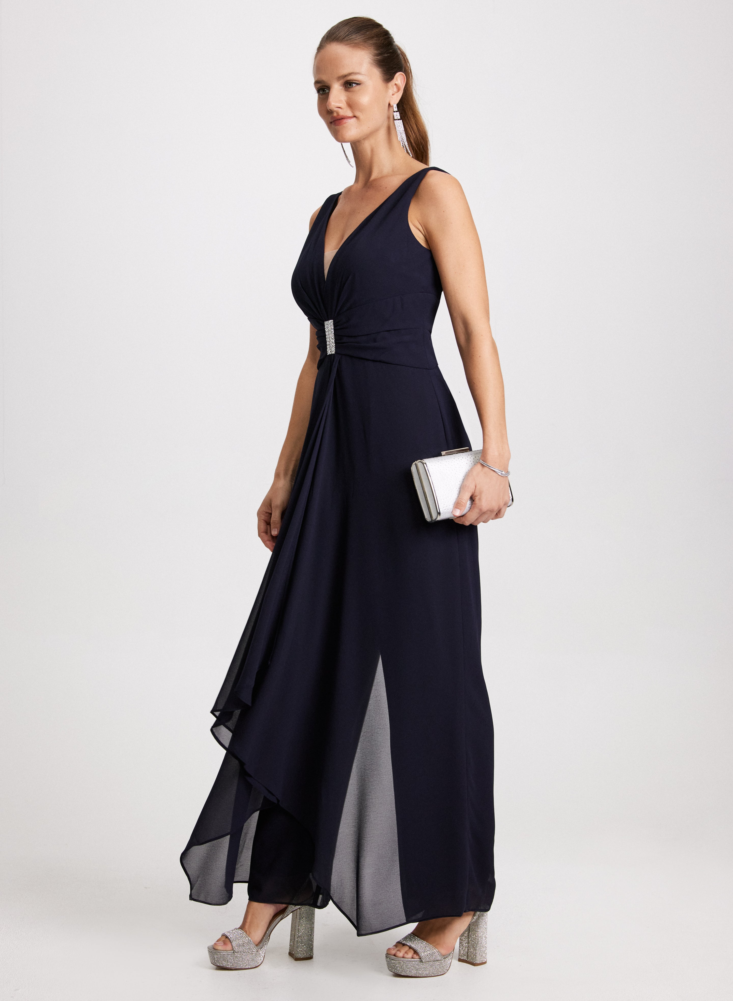 Sexy Deep V Neck Jumpsuit for Women - Elegant One Piece Romper with Pockets | Perfect for Date Night, Cocktail Parties & Summer Outings
