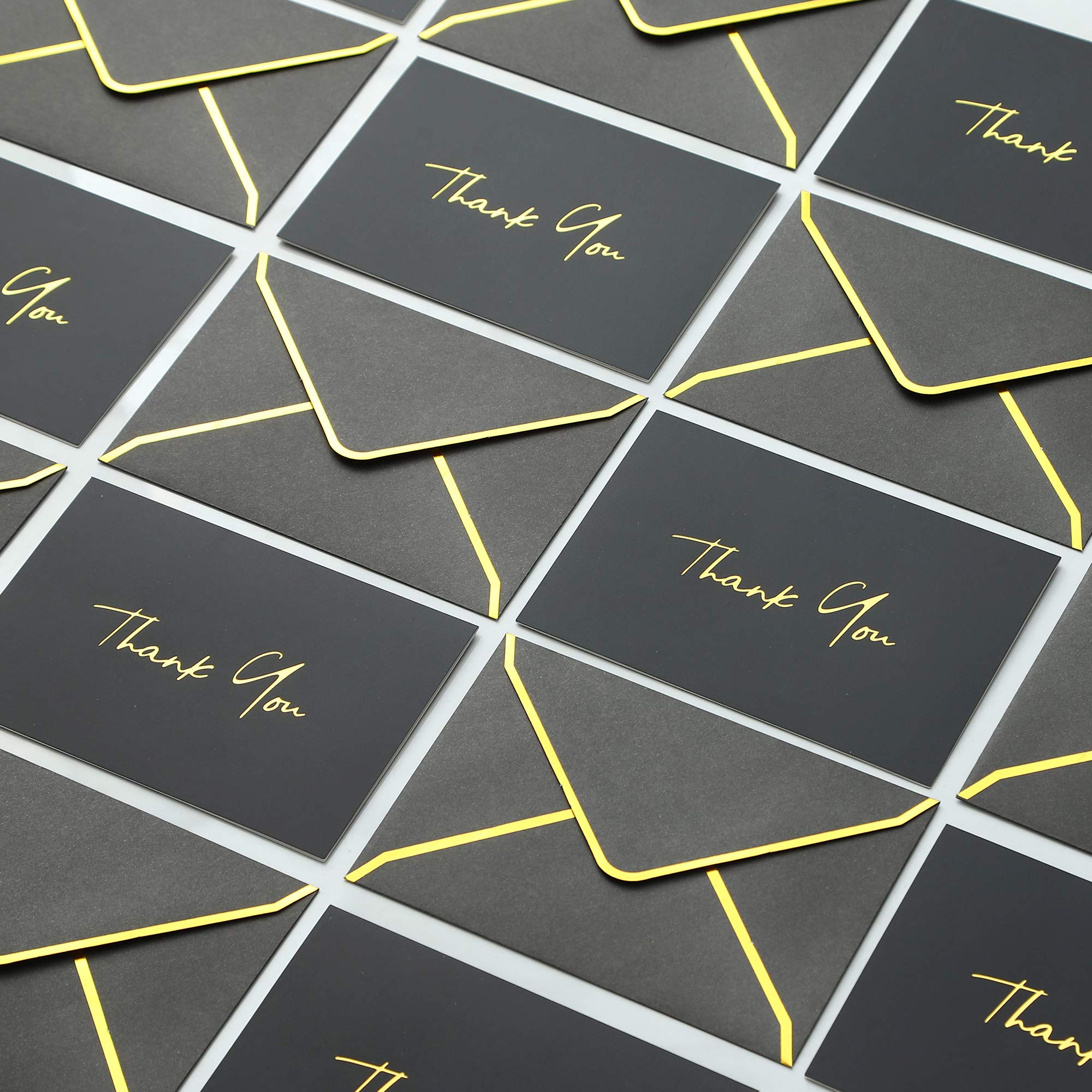 Premium Heavy Duty Thank You Cards with Envelopes - 36 Pack Gold Foil Thank You Notes 4x6 Inch for Baby Shower, Wedding, Graduation, Funeral & Bridal Shower - Elegant Night Black Design - Perfect for Small Business Appreciation & Special Occasions