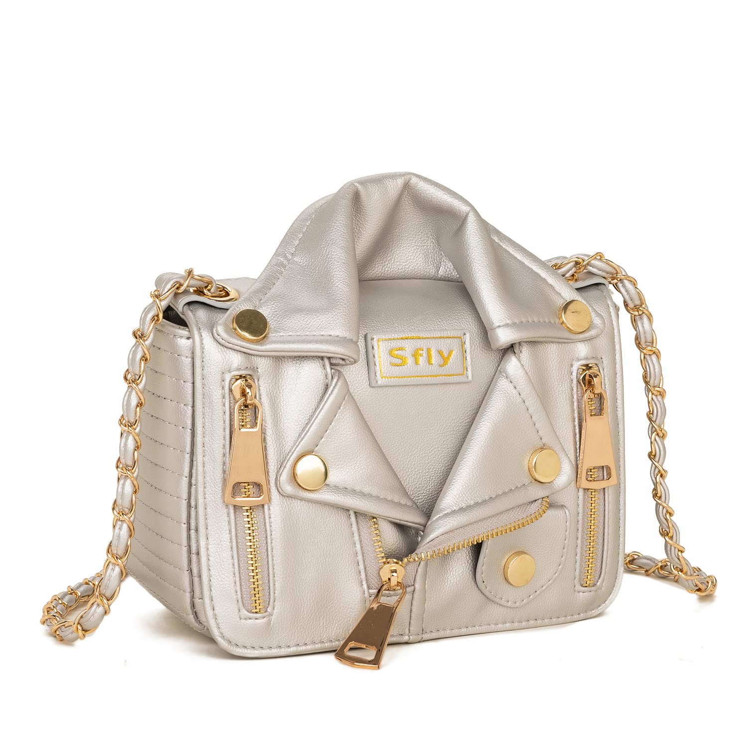 Women's Leather Satchel Bag with Chain Strap - Crossbody Shoulder Purse for Ladies, Evening Clutch Handbag, Unique Cute Jacket Bag - Perfect for Work, Date Night & Special Occasions