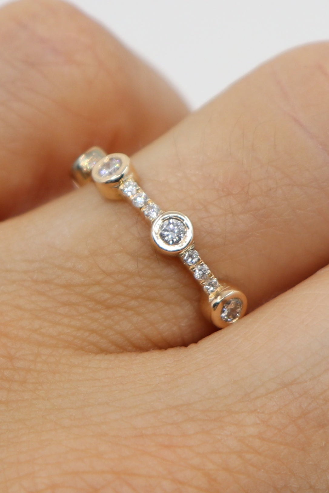 9K White Gold Asymmetrical Diamond Wedding Band - Elegant Asymmetrical Diamond Ring for Women - Perfect for Engagement, Anniversary & Special Occasions