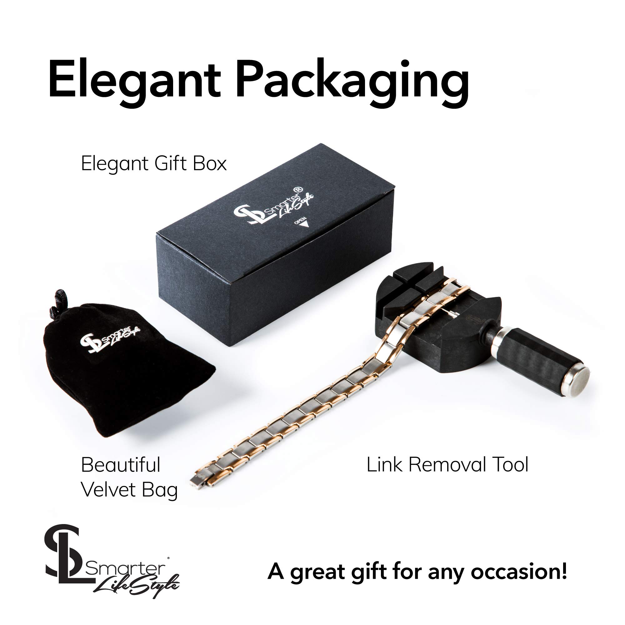 Elegant Titanium Magnetic Bracelet for Men & Women - Adjustable Sizing with Tool (Silver & Rose Gold) | Perfect Fit for Daily Wear, Work & Special Occasions