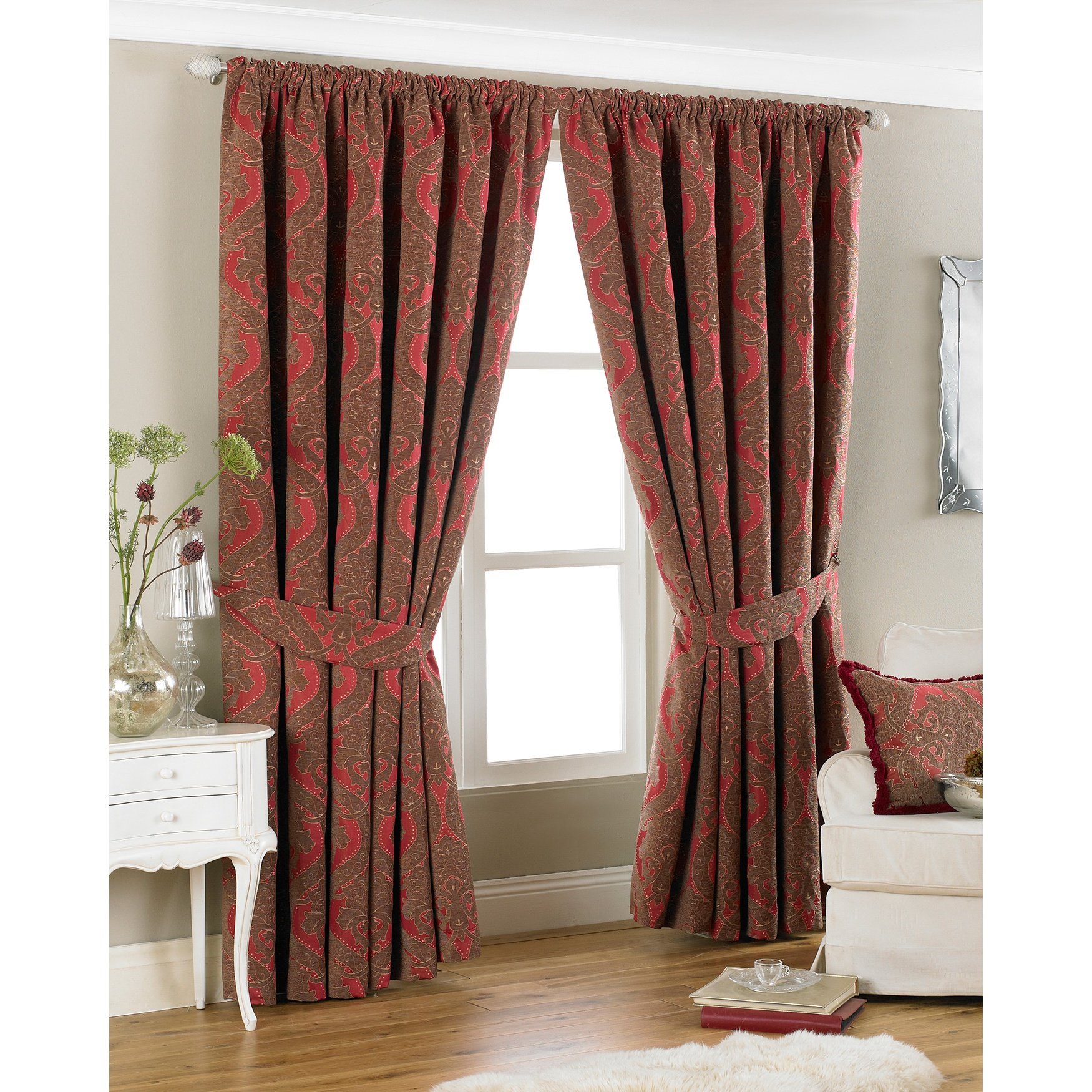 Premium Renaissance Pencil Pleat Curtains 66x72 Inches - Burgundy Red Window Drapes for Living Room, Bedroom & Dining Room Decor