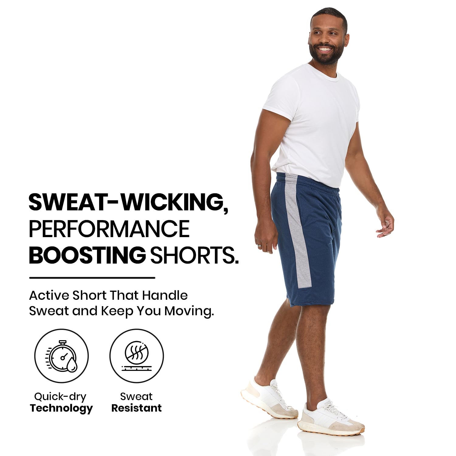 5 Pack Men's Dry-Fit Moisture Wicking Athletic Shorts - Breathable Quick-Dry Workout Shorts for Running, Gym & Sports | Perfect for Training, Jogging & Outdoor Activities