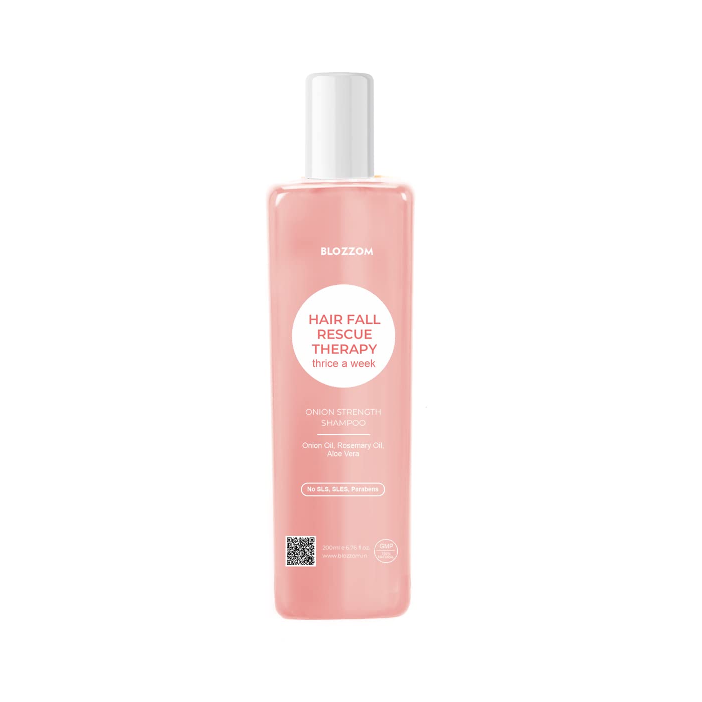 Blozzom Onion Shampoo for Hair Growth & Strengthening - Infused with Onion Seed Oil, Amla & Rosemary Extract - Sulfate Free & Nourishing Formula (Pack of 1) - Perfect for Damaged Hair Repair & Daily Hair Care Routine