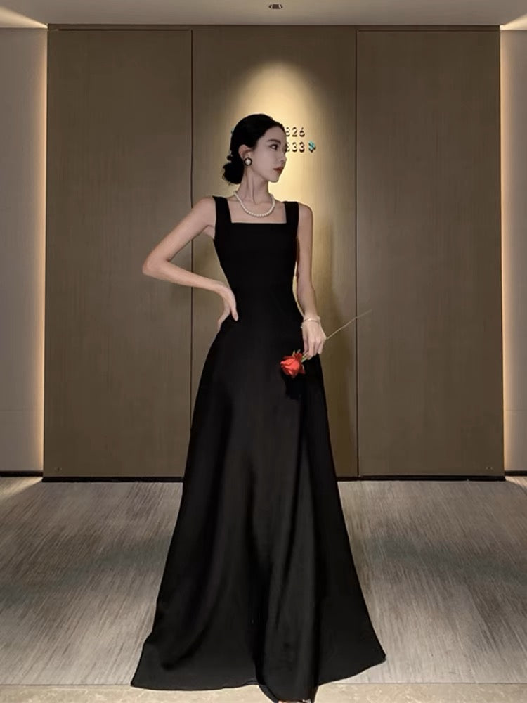 Elegant Black Satin A-Line Long Prom Dress J3175 - Perfect for Homecoming, Formal Dances & Evening Events
