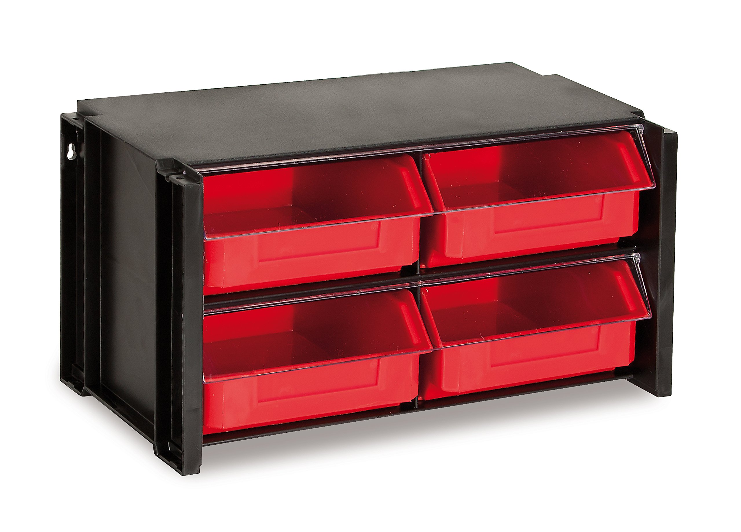 4-Drawer Plastic Storage Shelf Organizer - Durable & Stackable for Home, Office, and Garage Organization (304002) - Perfect for Craft Supplies, Tools, and Small Parts Storage