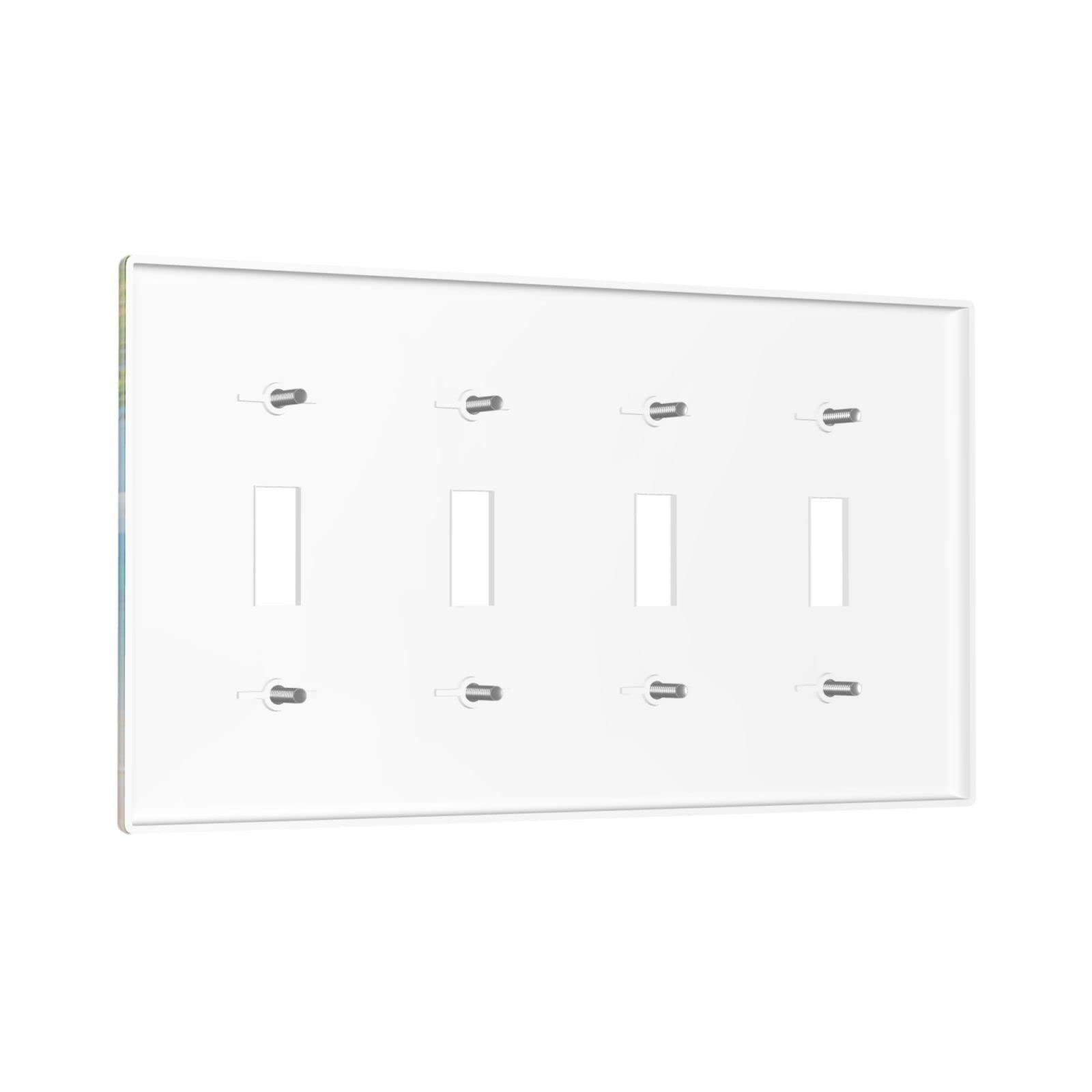 4 Gang Beach Ocean Decorative Light Switch Cover - 4.50 x 8.0 Inch Wall Plate for Toggle Switches - Perfect for Coastal Home Decor, Bathroom, Bedroom & Living Room