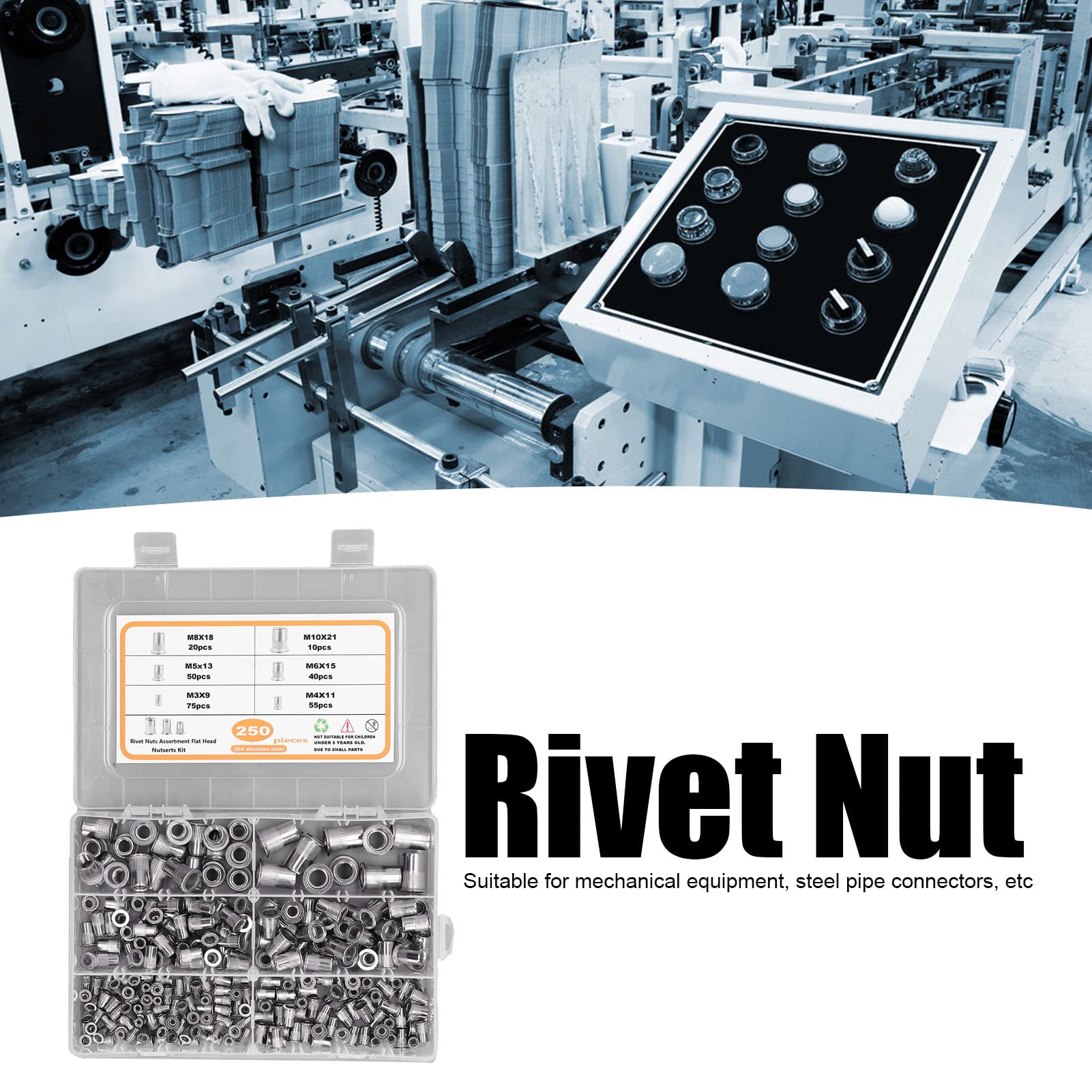 Stainless Steel Rivet Nut Threaded Insert Nuts - M6 M8 M10 Deep Thread Pipe Connectors for Machinery, Automotive & DIY Projects - Perfect for Metal Fabrication, Plumbing & Equipment Repair
