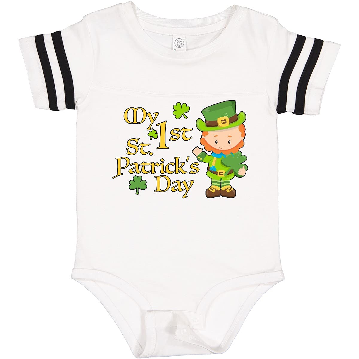 Inktastic My First St. Patrick's Day Baby Bodysuit - Cute Leprechaun & Shamrocks Design for Boys Girls - Perfect for St. Patrick's Day Celebrations, Photo Shoots & Irish-Themed Parties
