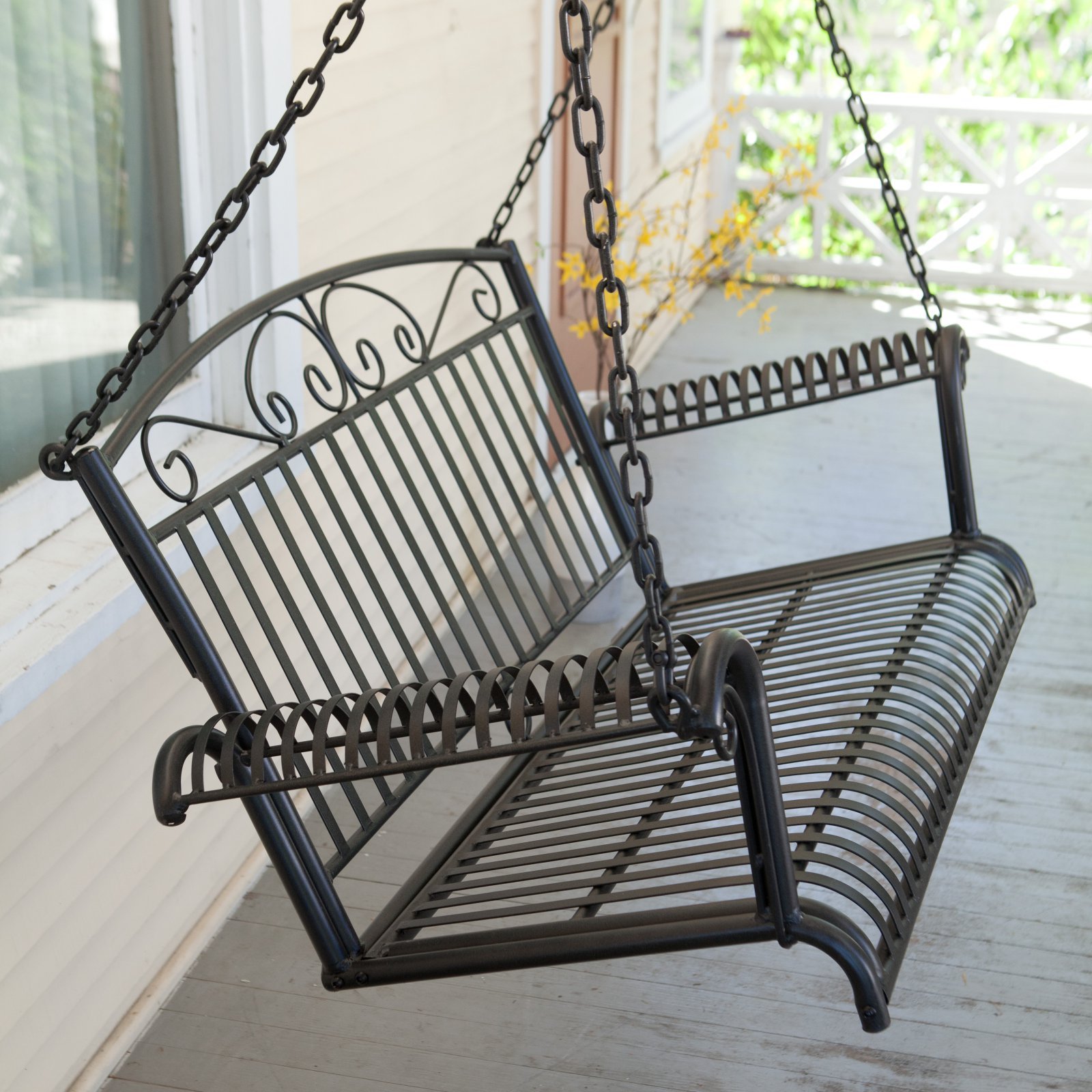 International Caravan Iron Tropico Swing - Outdoor Patio Hanging Chair for Garden, Porch & Backyard Relaxation