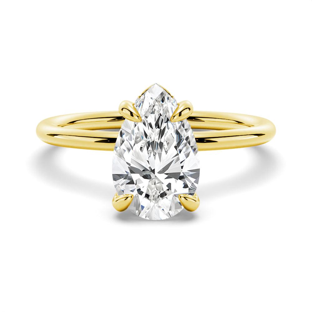 Exquisite Pear Cut Moissanite Solitaire Engagement Ring with Hidden Halo - Perfect for Proposals, Anniversaries & Bridal Jewelry