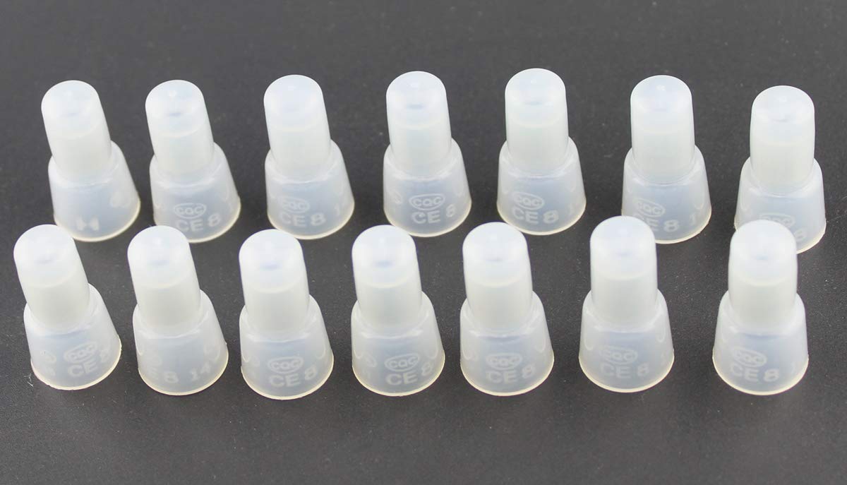 Rextin 100pcs CE8 Closed End Wire Crimp Connectors - Waterproof Insulated Electrical Terminals for Automotive, Marine & DIY Projects - Secure Wire Connections for Wires 22-18 AWG