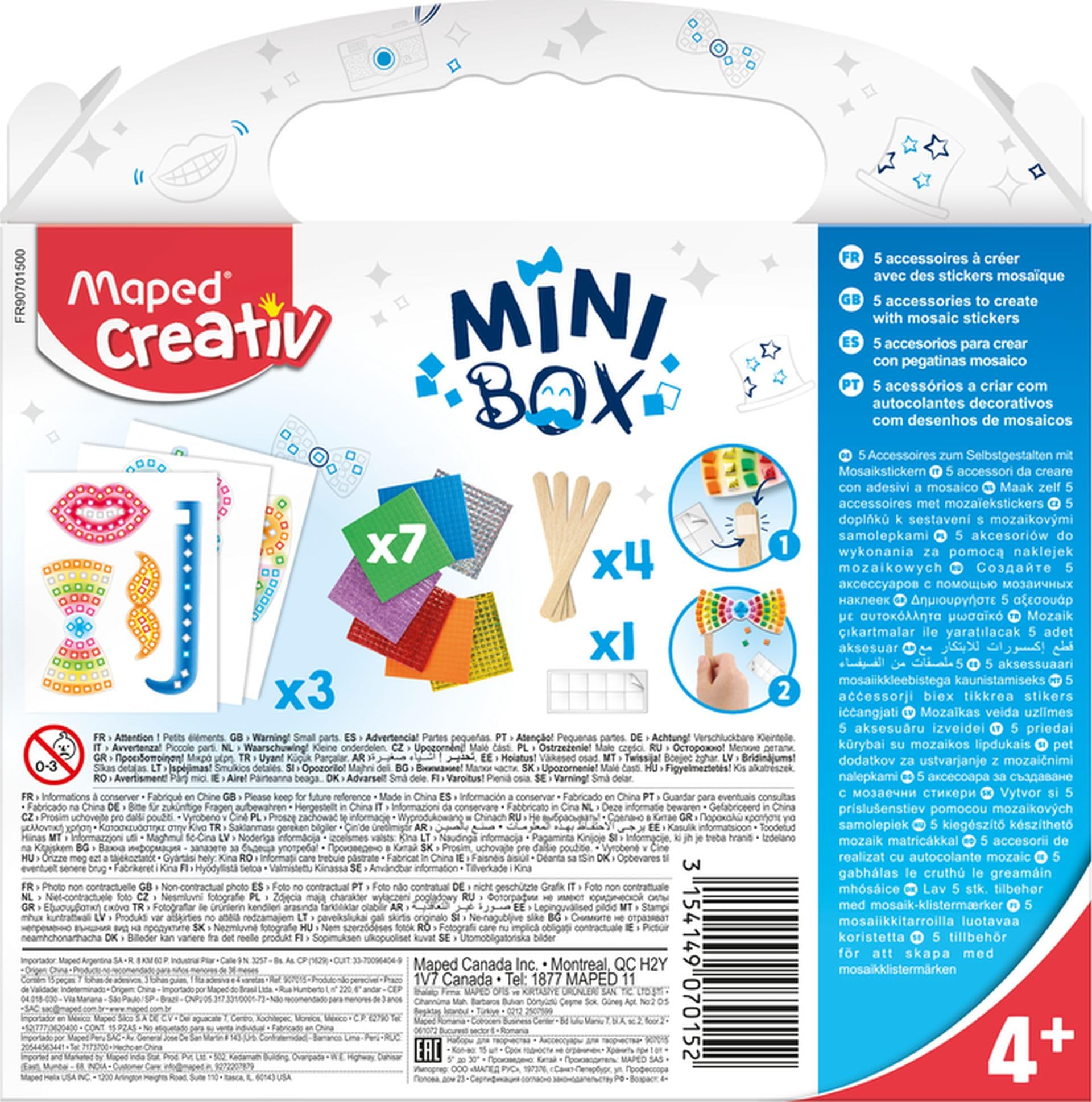 Maped Creativ Mini Box - Mosaic Art Set for Kids | Creative DIY Craft Kit for Children's Art Projects & School Activities | Perfect for Home, Classroom & Gift Giving