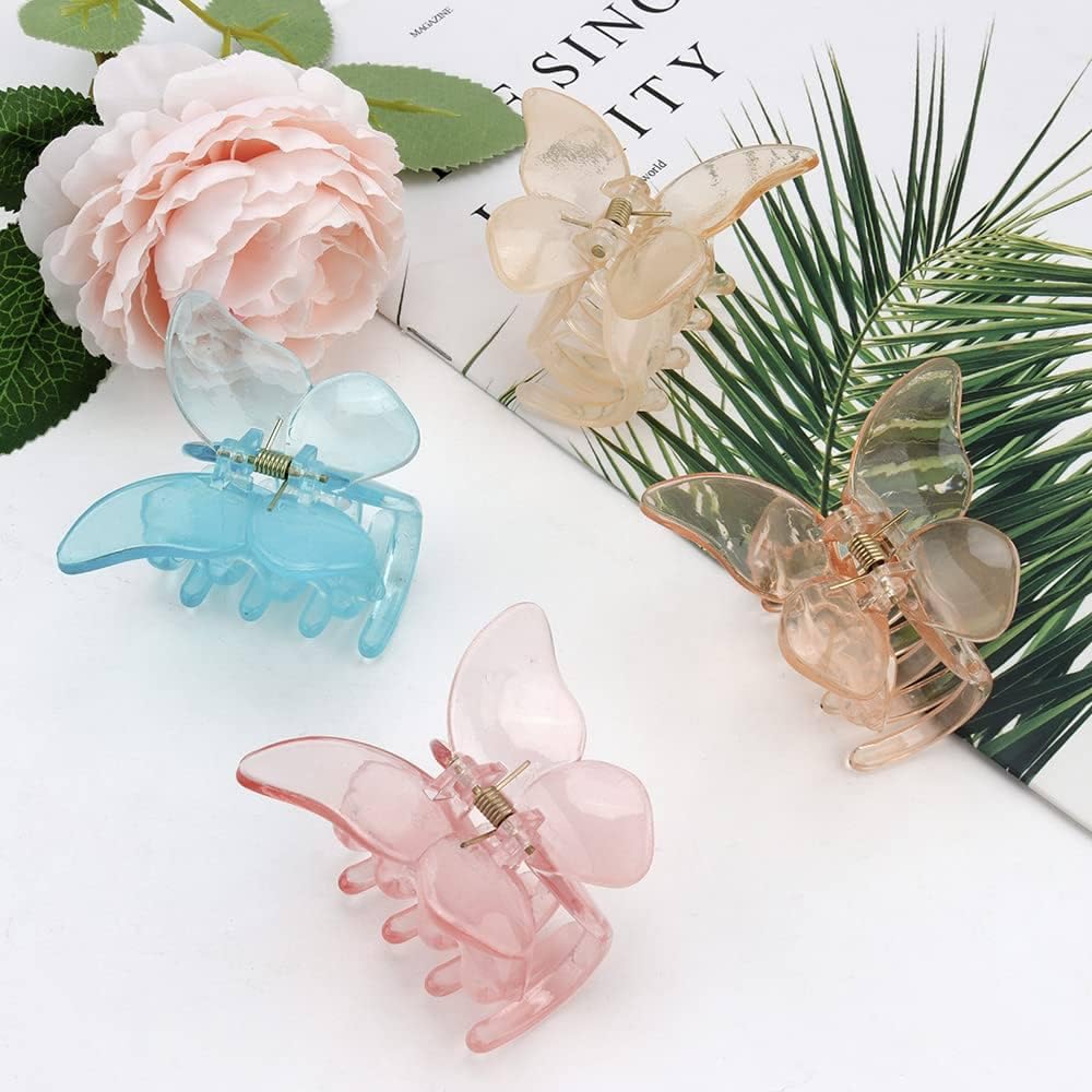 2 PCS Cute Butterfly Hair Clips for Women & Girls - Matte Hair Claw Clips Medium Size - Perfect for School, Work, Parties & Everyday Styling