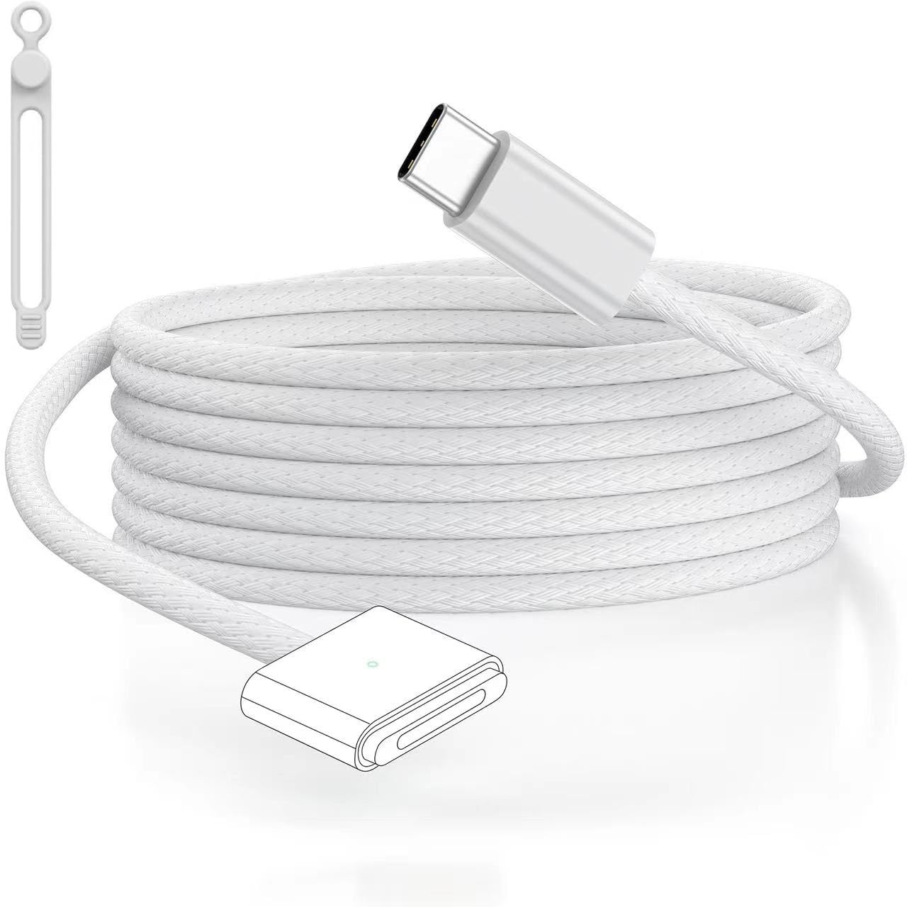 USB C to Magnetic 3 Cable 10ft (3m) - Fast Charging Compatible with MacBook Air/Pro 140W - Silver Type-C to Mag3 Charger Cord with Cable Organizer - Perfect for Home, Office & Travel Charging