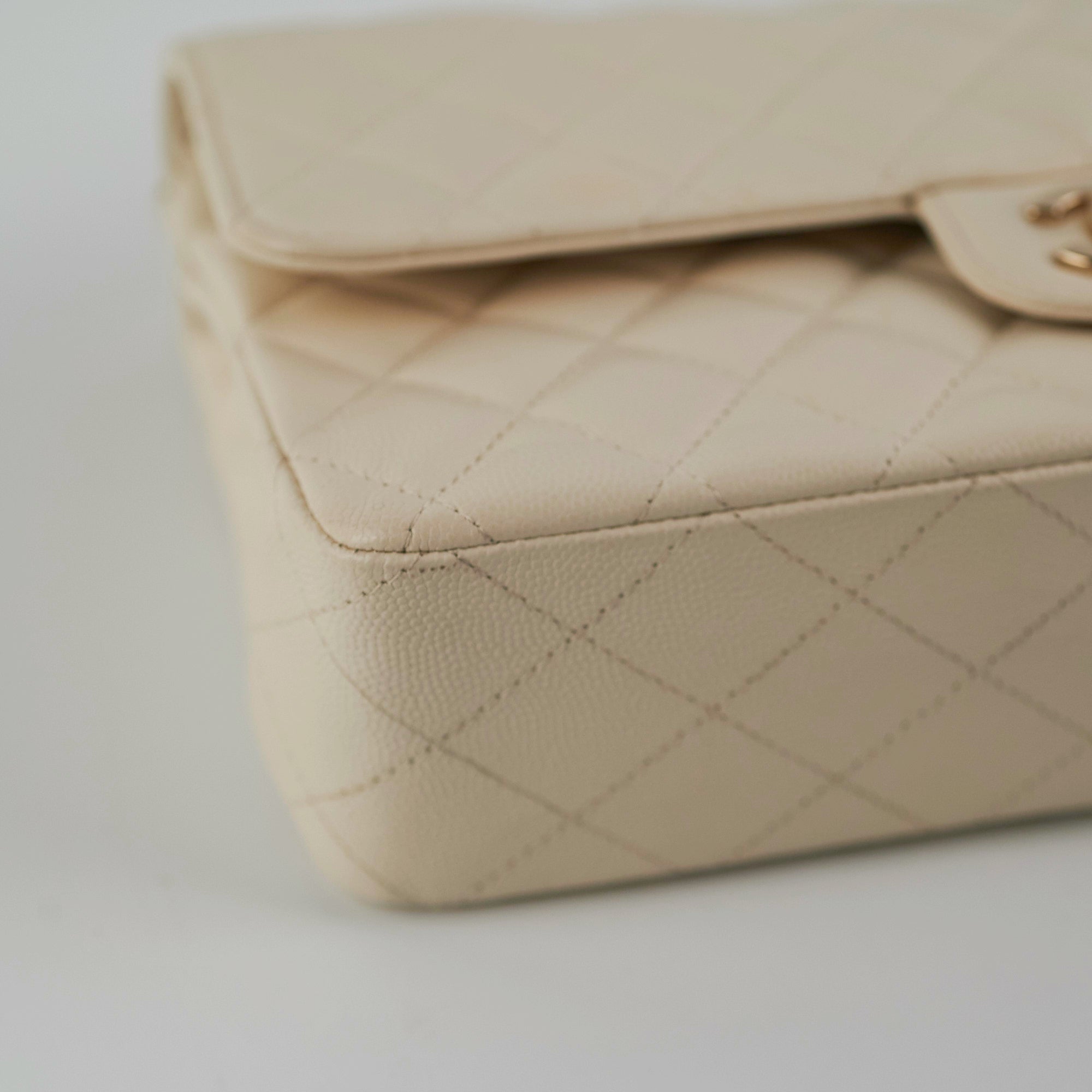 Chanel Quilted Caviar Medium/Large Double Flap Ivory Handbag - Luxury Designer Crossbody Bag for Women, Perfect for Date Night & Special Occasions