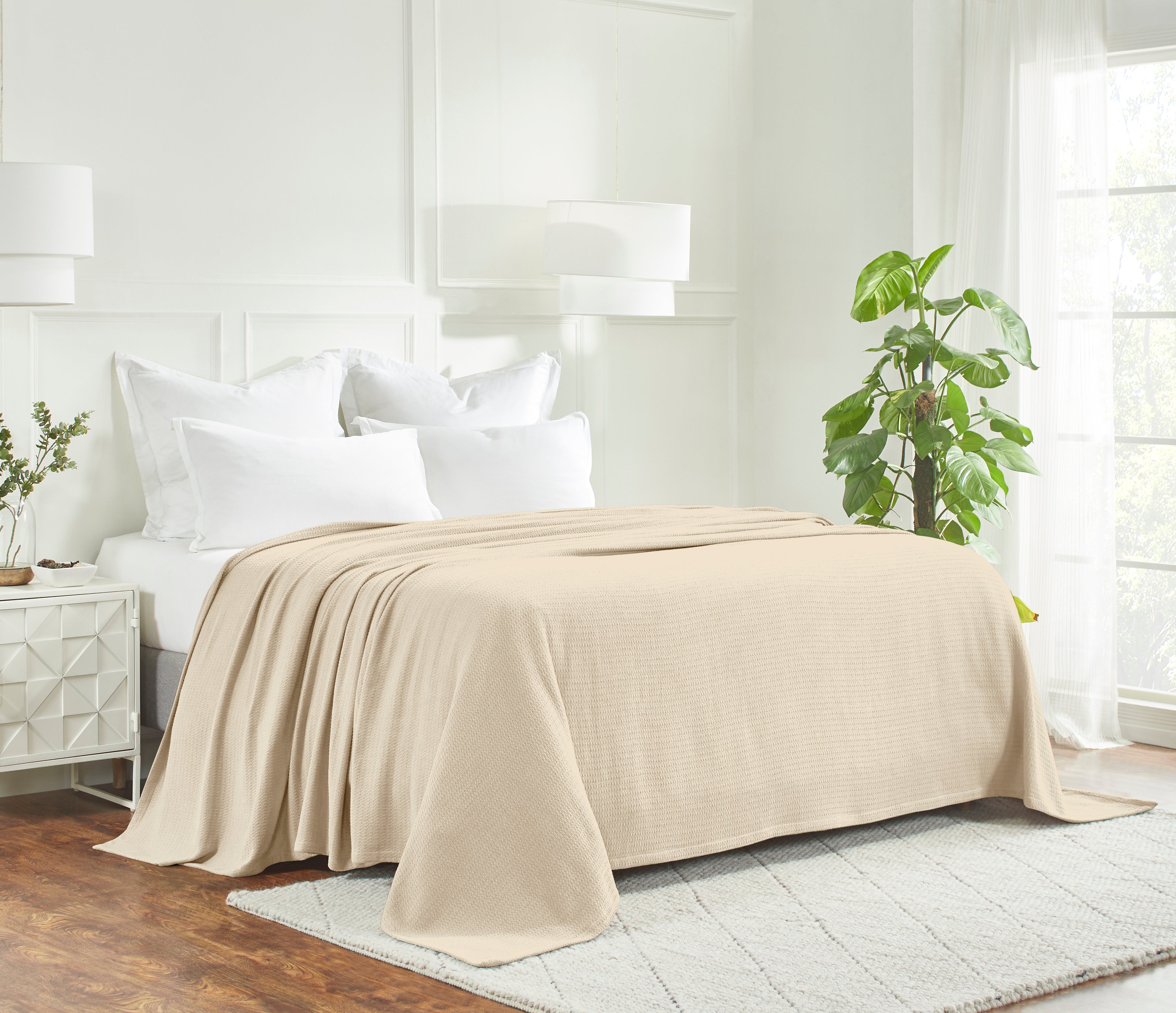 Premium Textured Cotton Waffle Weave Blanket - Soft & Breathable Throw for Bed, Sofa & Couch - Cozy Home Decor Gift for All Seasons