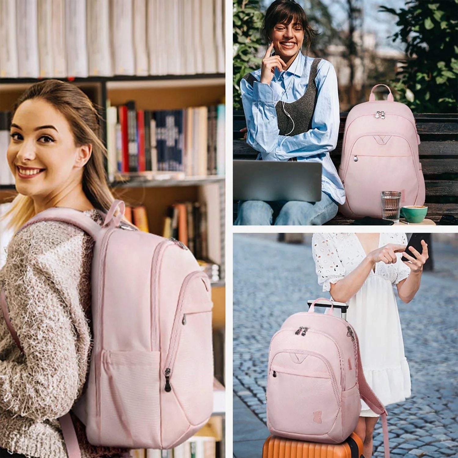 Bonchemin 15.6 Inch Laptop Backpack for Men & Women - Waterproof Travel Backpack with USB Charging Port - Perfect for Business, College, Commuting & Airplane Carry-On