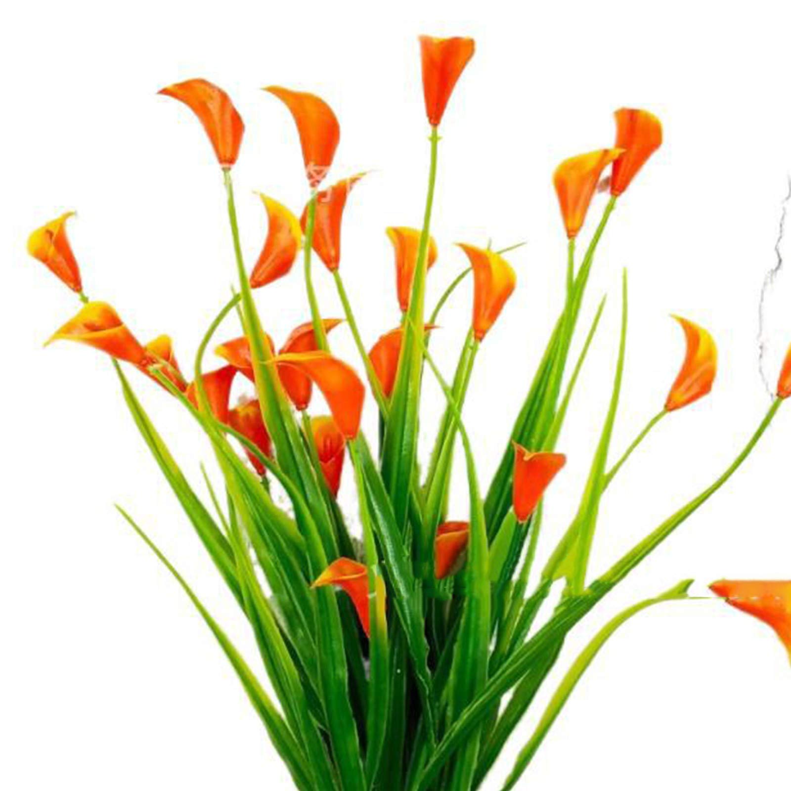 Artificial Green Outdoor Shrubs - 2 Pack Fake Plants for Porch, Garden & Home Decor - Fall Flower Arrangements in Orange (One Size) - Perfect for Seasonal Decor, Wedding Centerpieces & Outdoor Landscaping