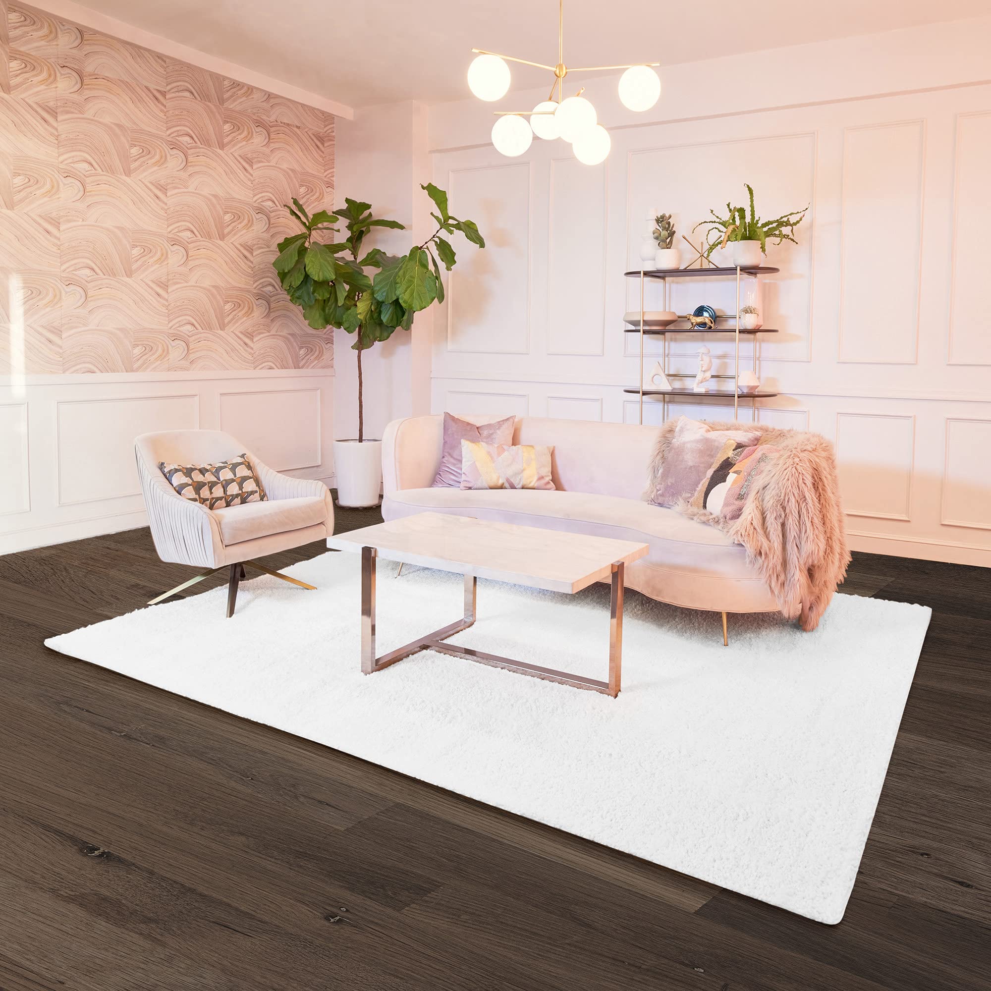 BELLEZE Modern Solid Color Washable High Pile Area Rug - Bohemian Style Luxury Home Decor for Bedroom & Living Room - Soft White Contemporary Rug for Cozy Home Interior (Perfect for Boho Chic Spaces, Nursery, Dorm & Office)