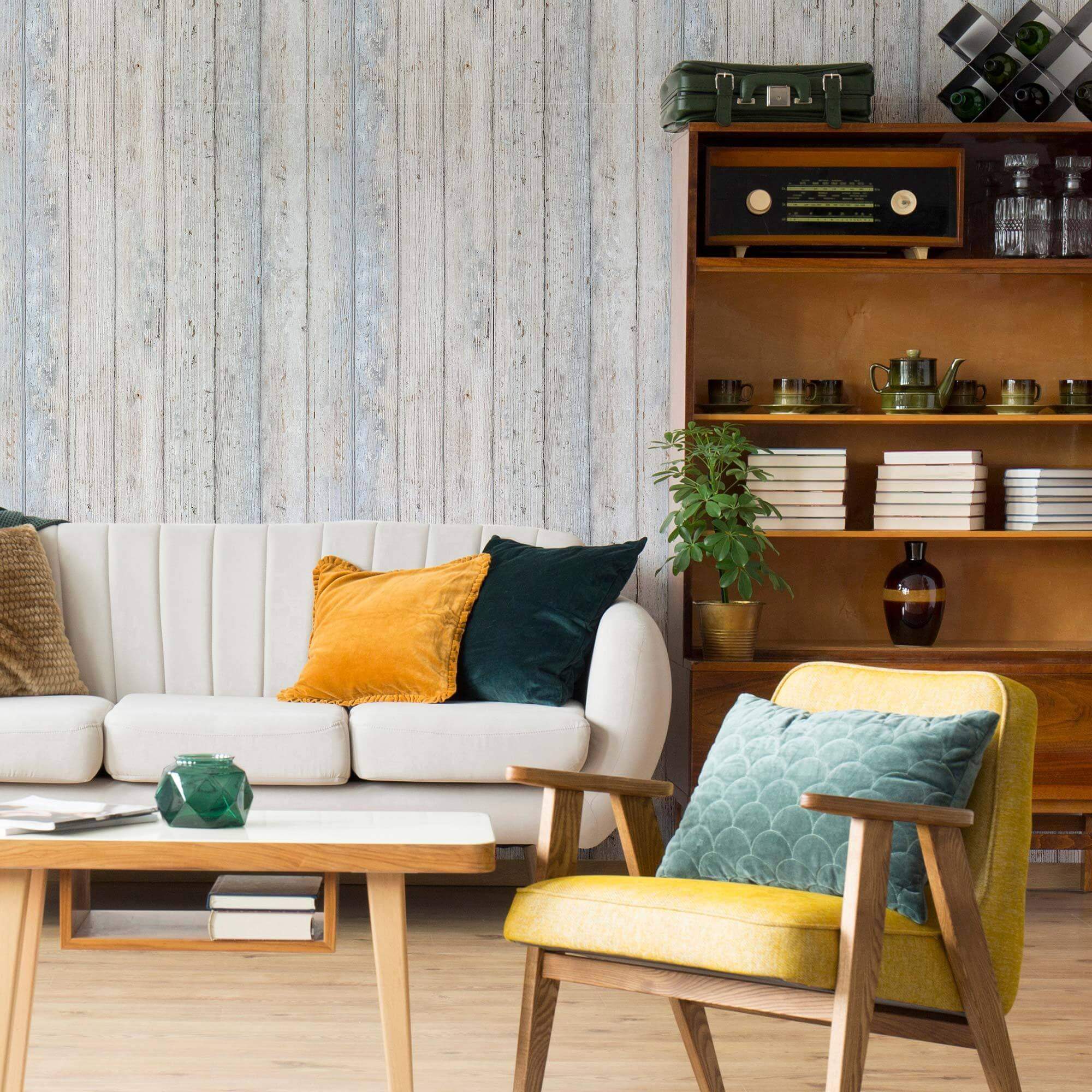Grey Faux Wood Peel and Stick Removable Wallpaper - Self-Adhesive Decorative Wall Covering for Bedroom, Living Room, Kitchen & Office Decor